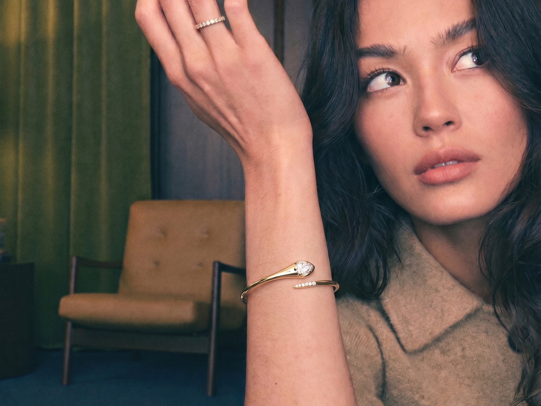 Lab grown diamond tennis bracelet worn on the wrist in warm natural light, showing how price scales per carat