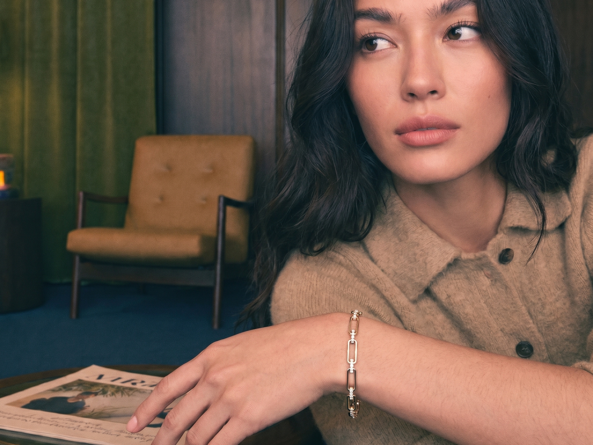 IGI-certified lab-grown diamond tennis bracelet on the wrist in warm natural light