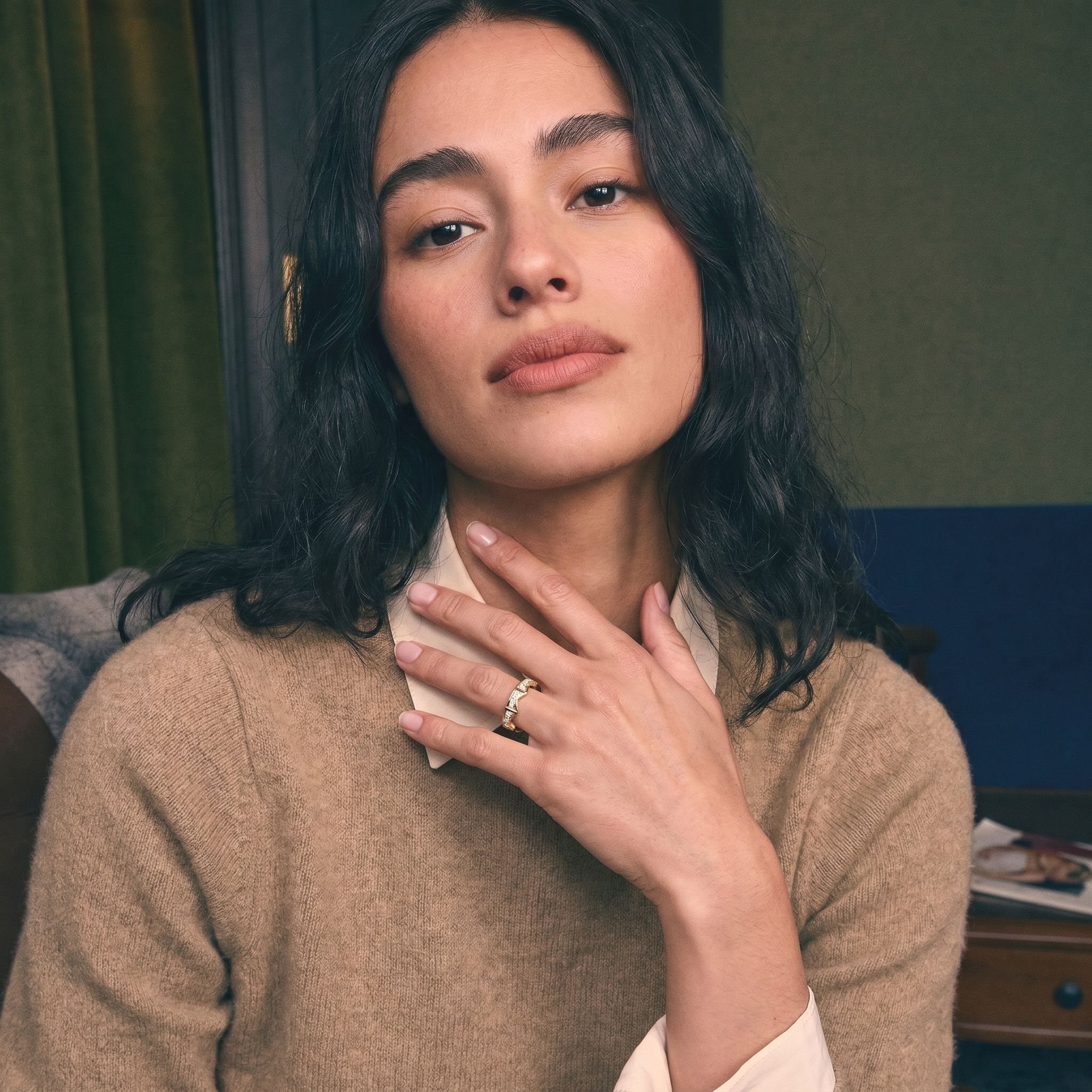 Crenelle Diamond Architectural Band worn | Roomy's Jewellery