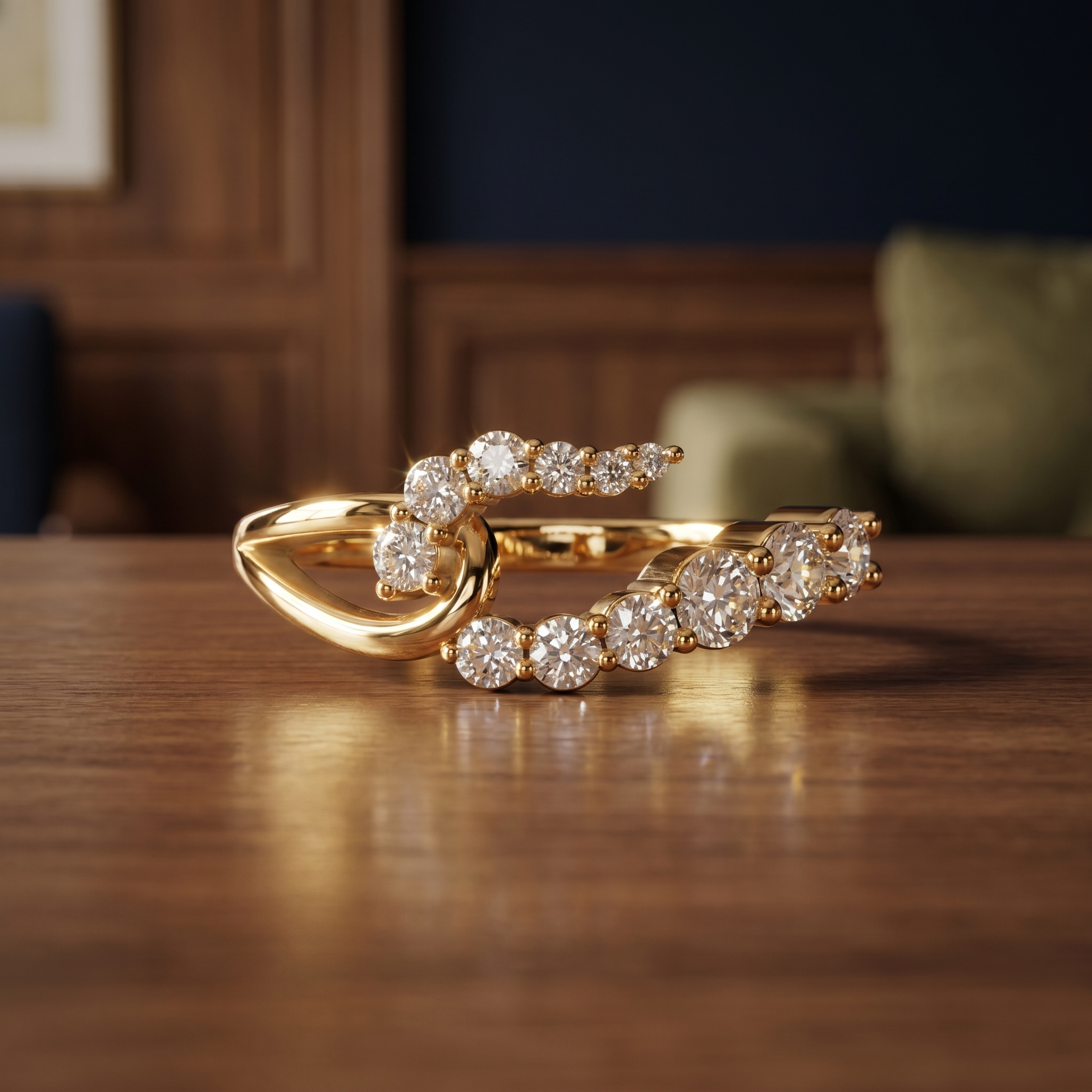 Comet Diamond Bypass Ring | Roomy's Jewellery