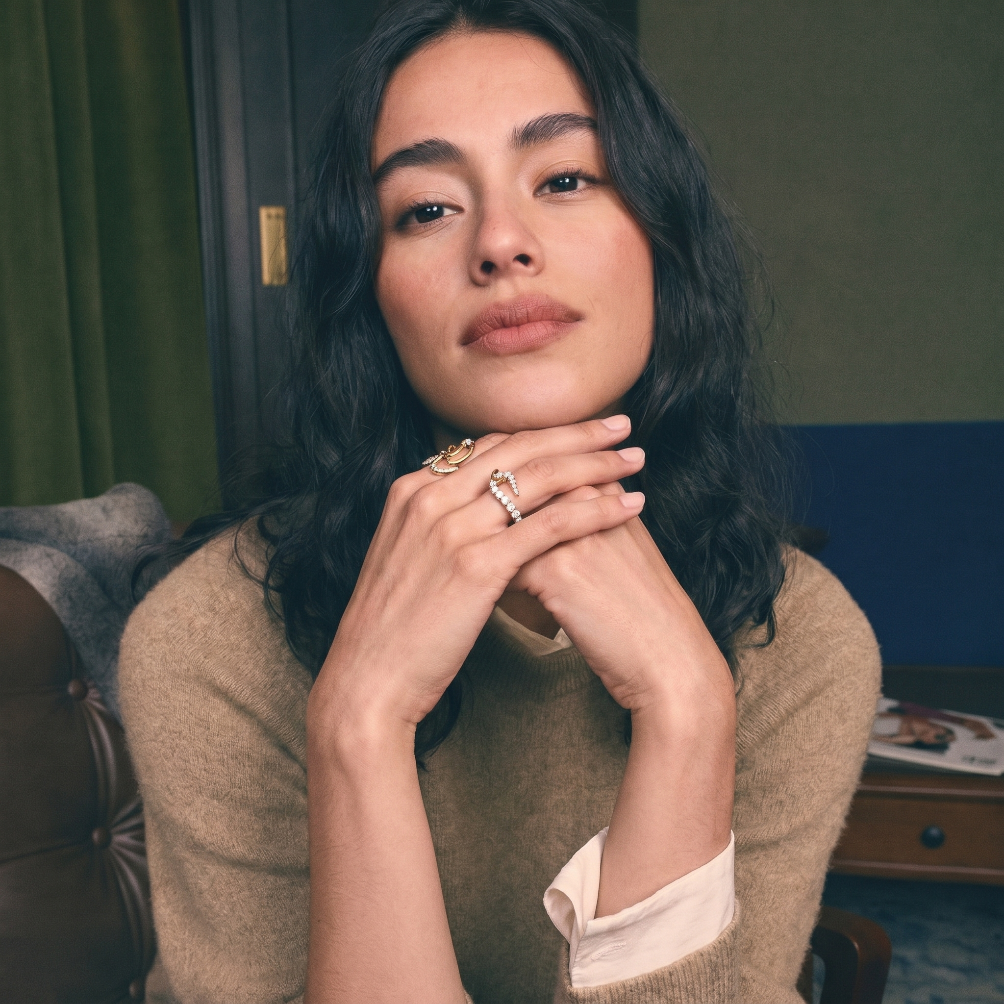 Comet Diamond Bypass Ring worn | Roomy's Jewellery