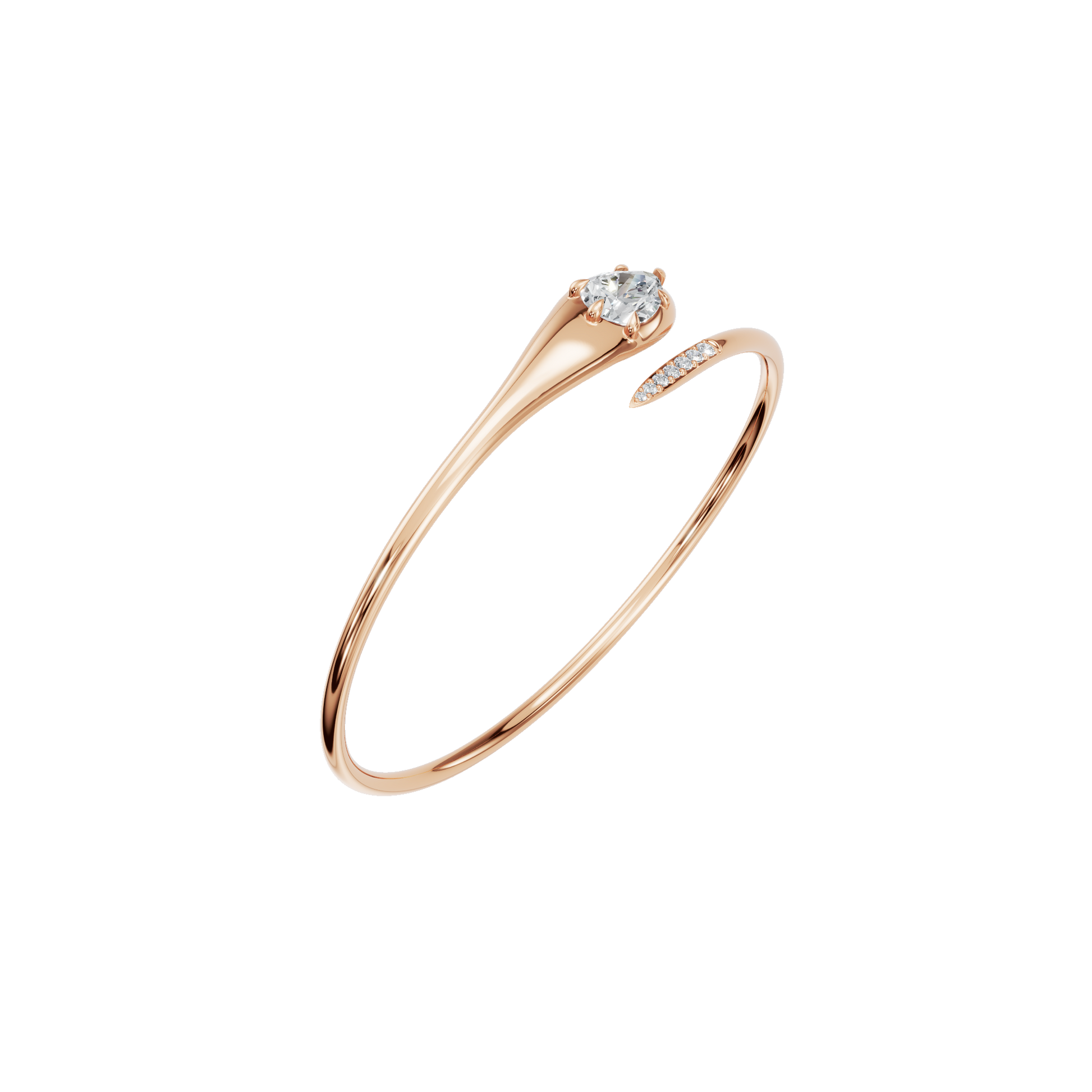 Lumière Pear Diamond Tennis Bracelet in Rose Gold angled view | Roomy's Jewellery