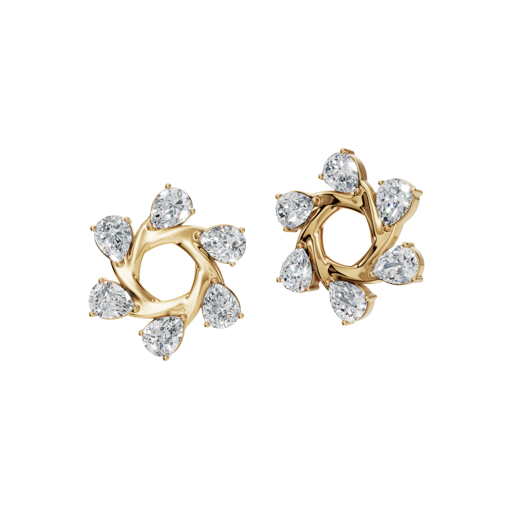 Starlight Portal Diamond Stud Earrings in Yellow Gold | Lab Grown | Roomy's Jewelery