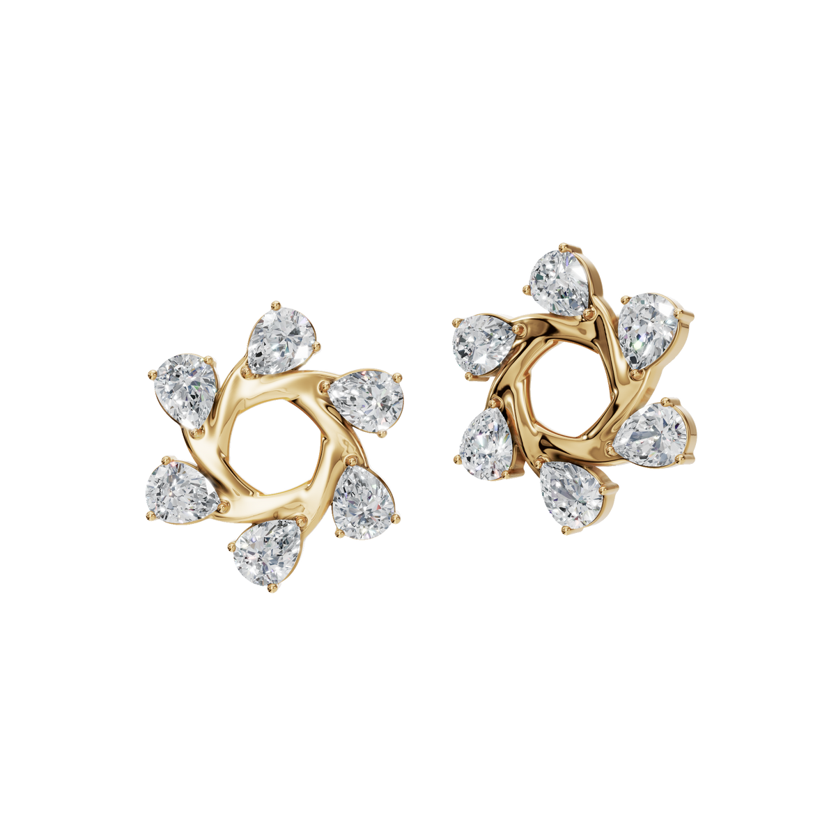 Starlight Portal Diamond Stud Earrings in Yellow Gold | Lab Grown | Roomy's Jewelery