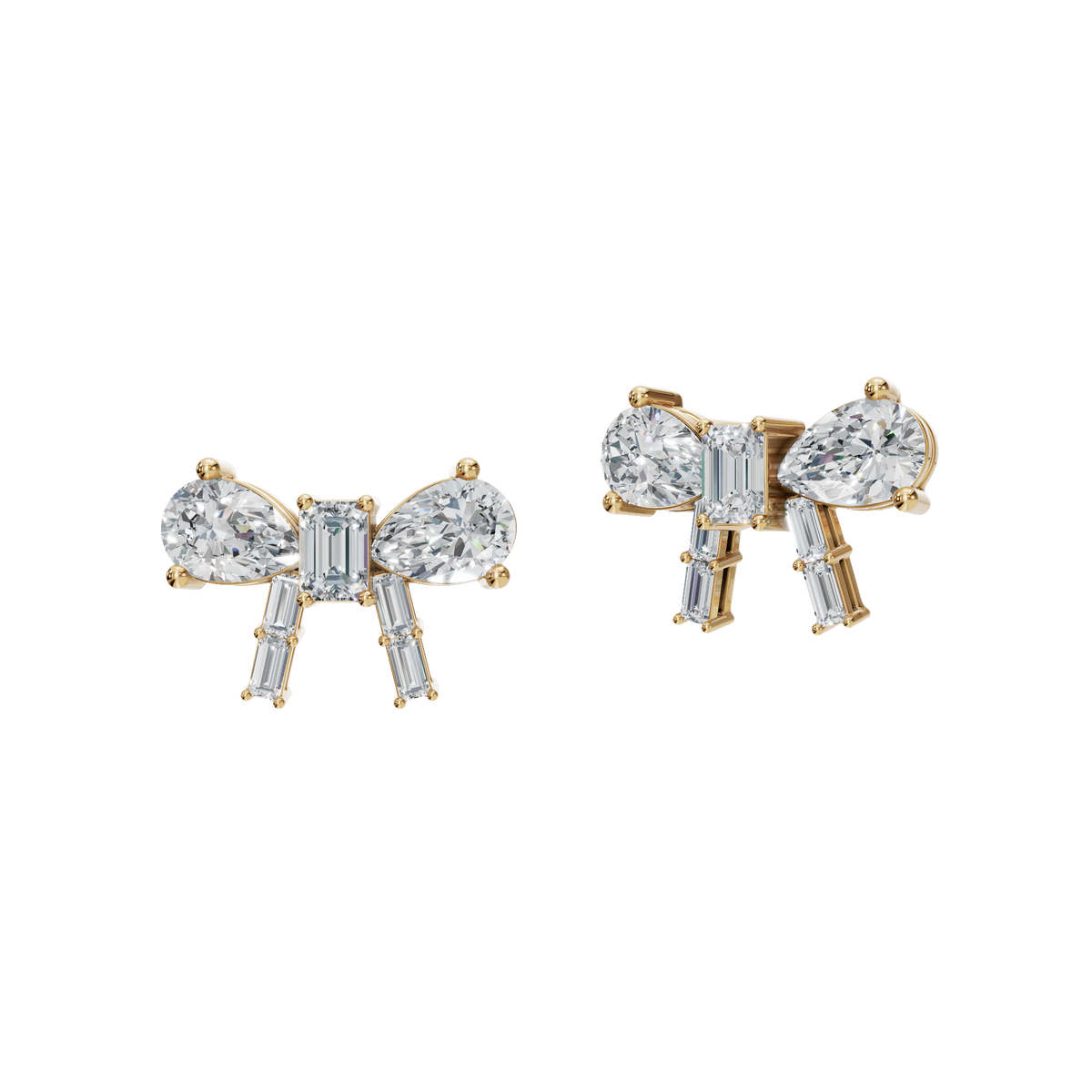 Diamond Bow Stud Earrings in Yellow Gold | Lab Grown | Roomy's Jewelery