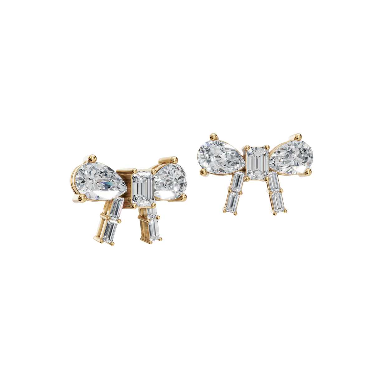 Diamond Bow Stud Earrings in Solid Gold | Lab Grown Diamond | Roomy's Jewelery (view 4)