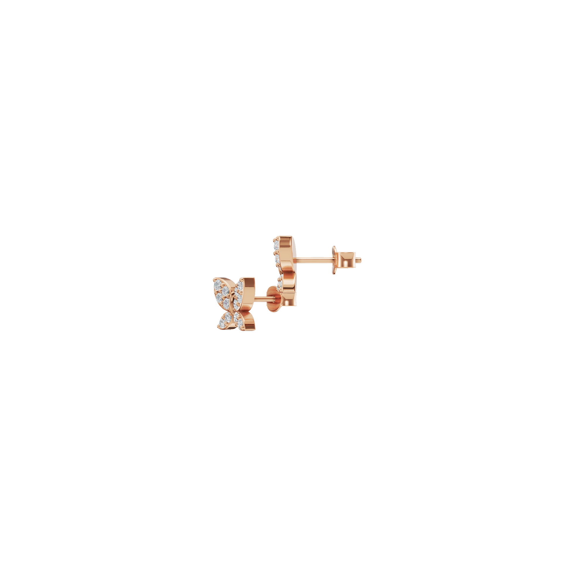 Butterfly Diamond Stud Earrings in Solid Gold | Lab Grown Diamond | Roomy's Jewelery (view 6)