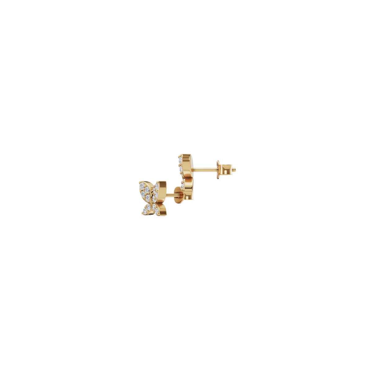 Butterfly Diamond Stud Earrings in Solid Gold | Lab Grown Diamond | Roomy's Jewelery (view 2)