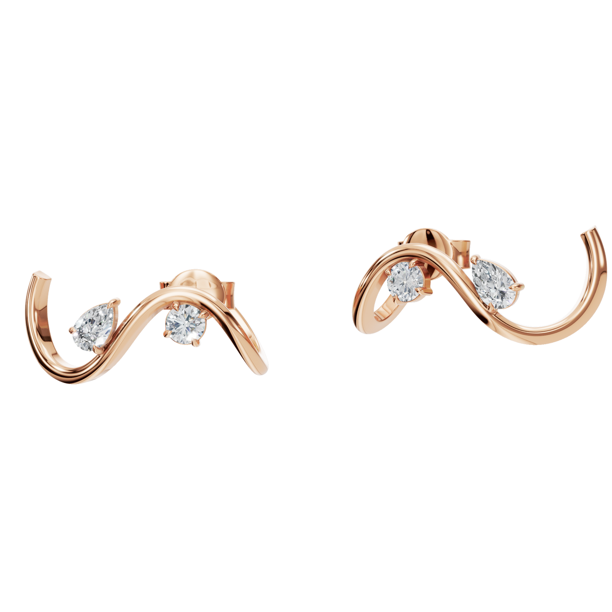 Serena Wave Hoop Earrings in Solid Gold | Lab Grown Diamond | Roomy's Jewelery (view 5)
