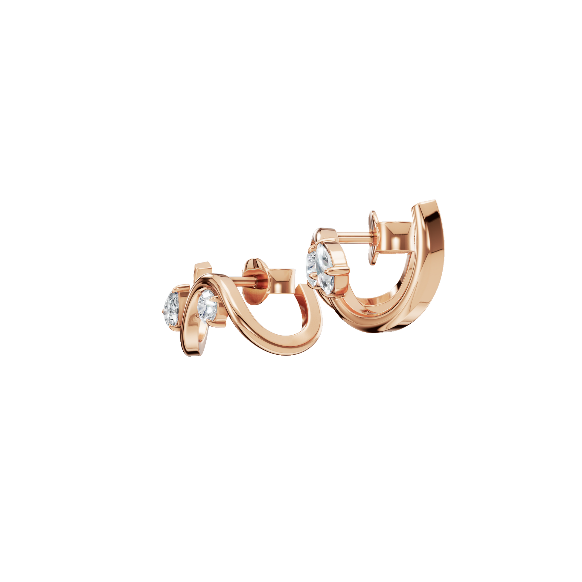 Serena Wave Hoop Earrings in Solid Gold | Lab Grown Diamond | Roomy's Jewelery (view 6)