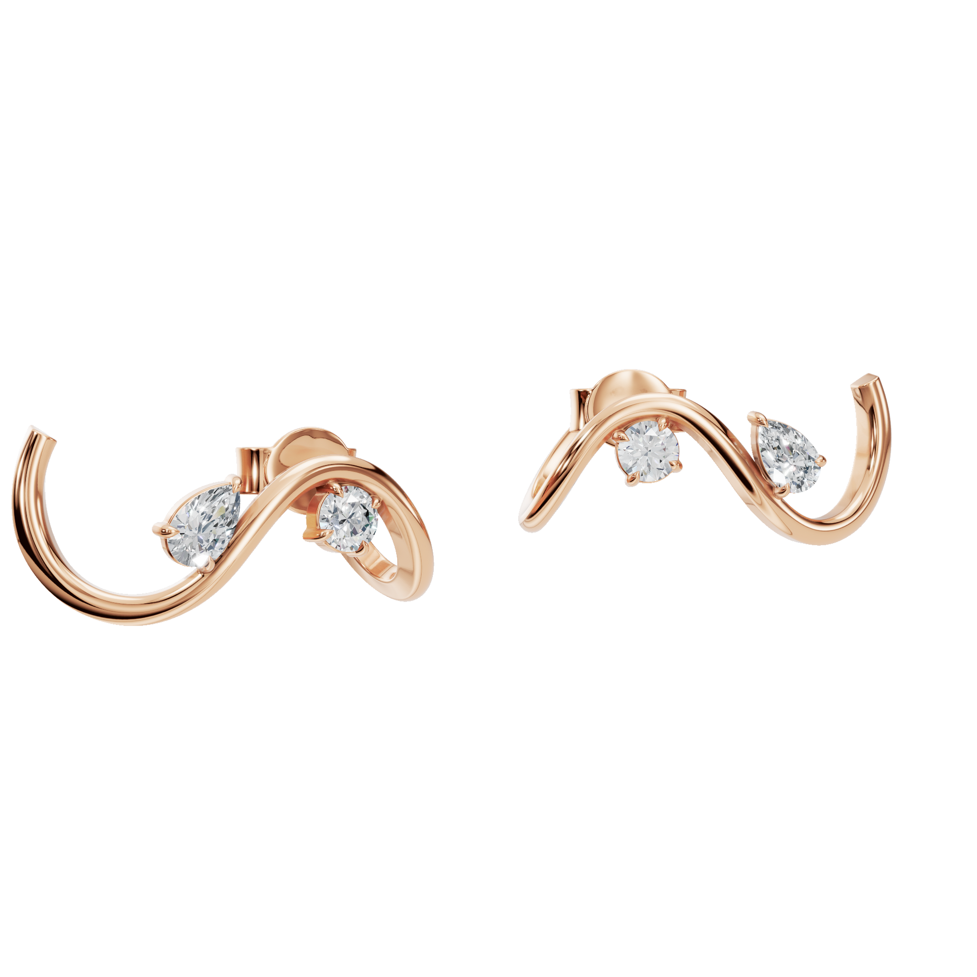 Serena Wave Hoop Earrings in Solid Gold | Lab Grown Diamond | Roomy's Jewelery (view 8)