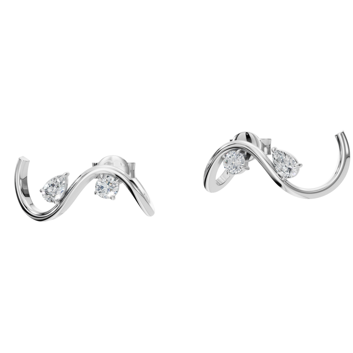 Serena Wave Hoop Earrings in Solid Gold | Lab Grown Diamond | Roomy's Jewelery (view 9)
