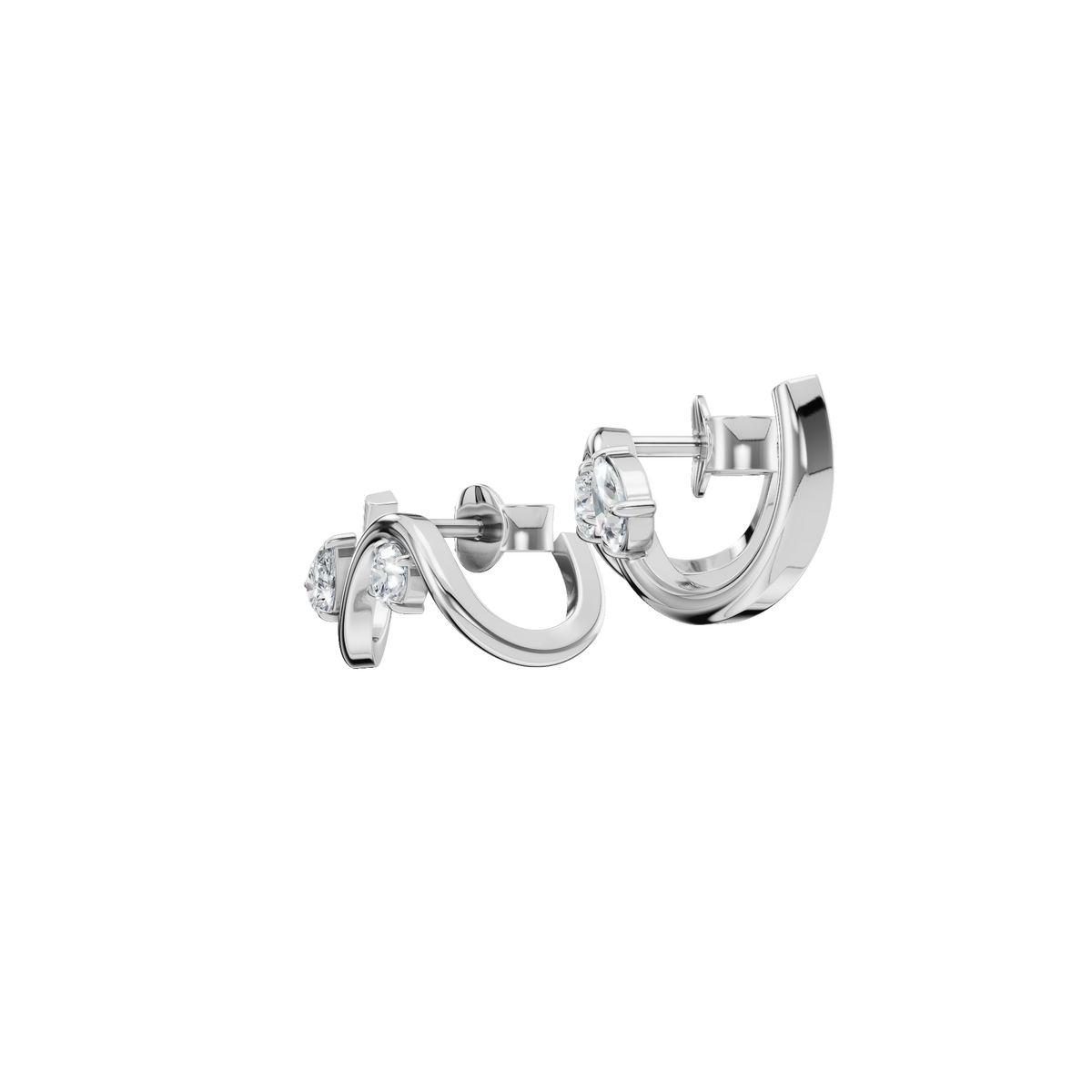 Serena Wave Hoop Earrings in Solid Gold | Lab Grown Diamond | Roomy's Jewelery (view 10)