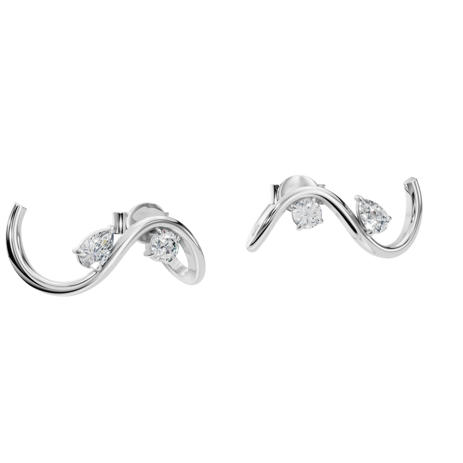 Serena Wave Hoop Earrings in Solid Gold | Lab Grown Diamond | Roomy's Jewelery (view 12)