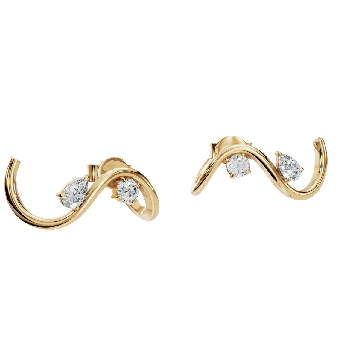 Serena Wave Hoop Earrings in Solid Gold | Lab Grown Diamond | Roomy's Jewelery (view 4)
