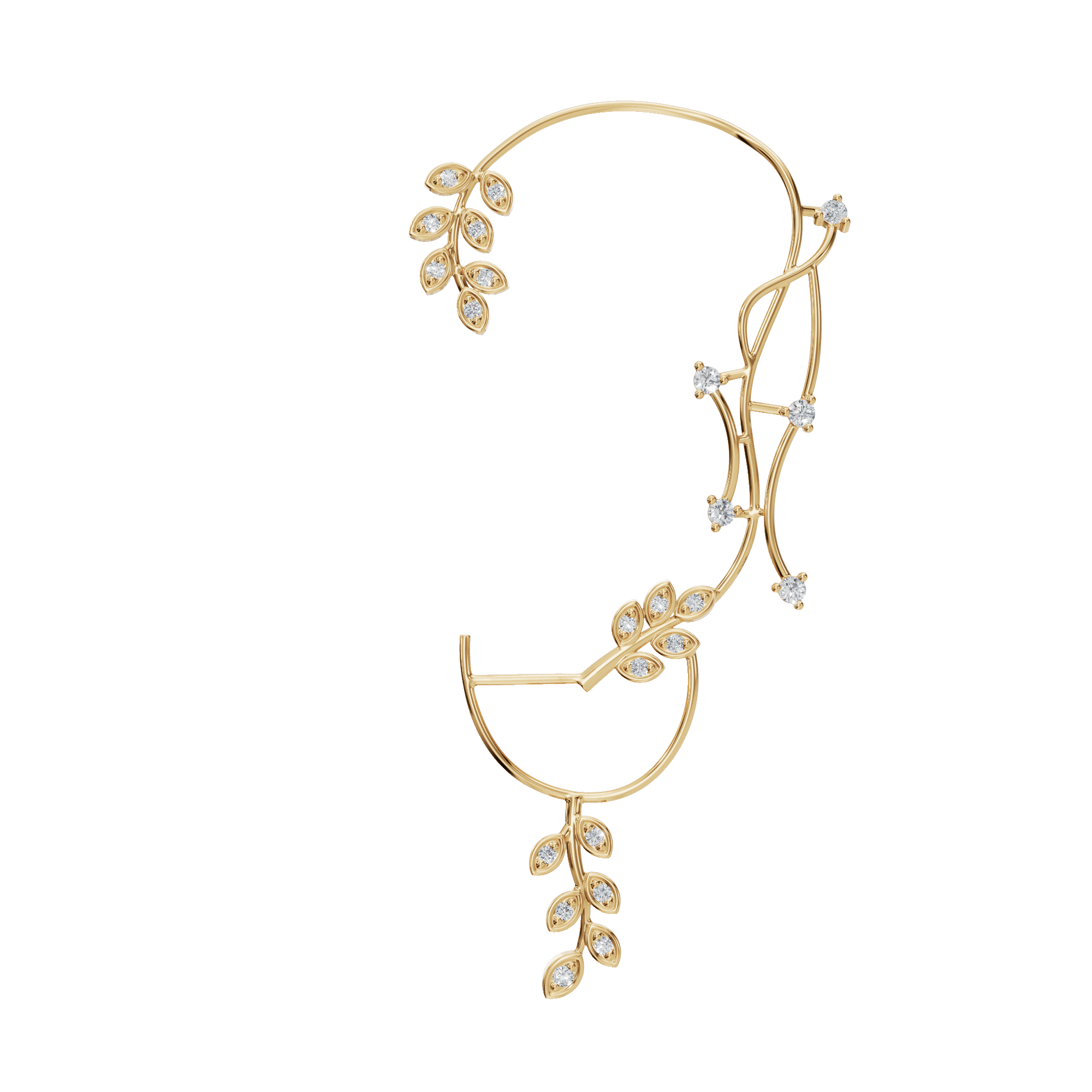 Velmira Diamond Ear Cuff in Yellow Gold | Lab Grown | Roomy's Jewelery