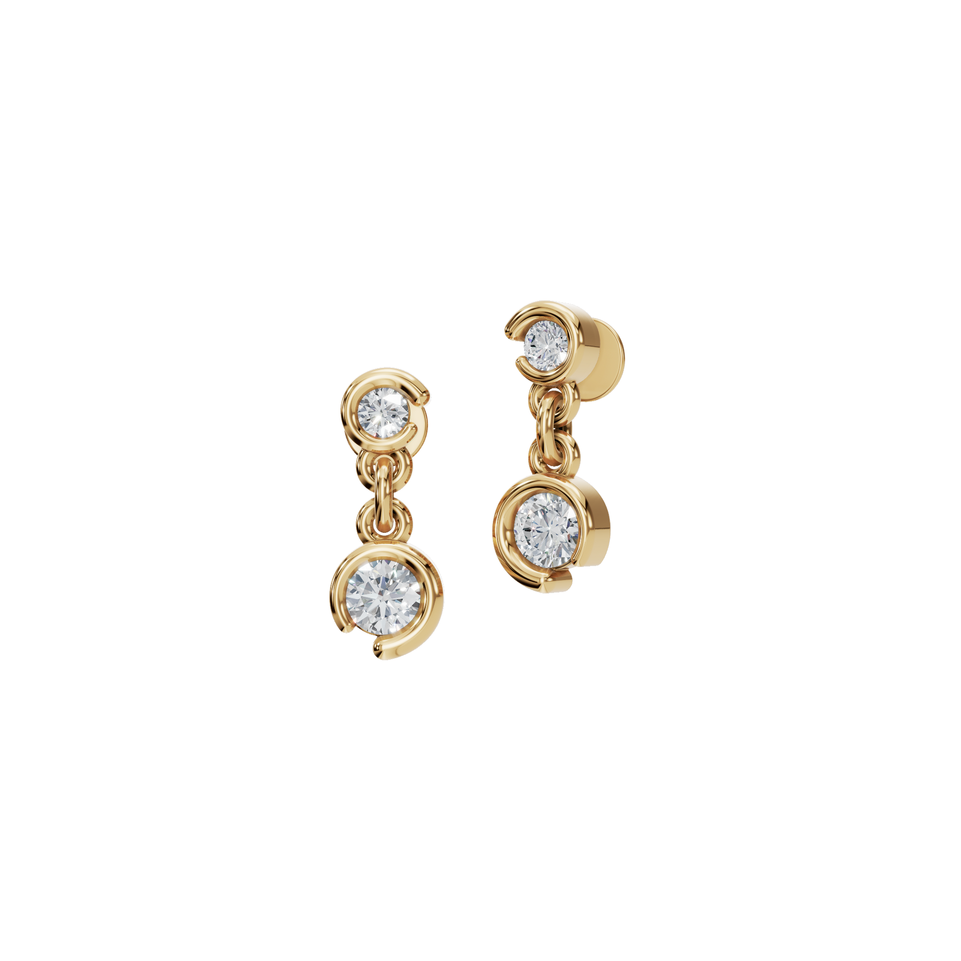 Cascade Diamond Drop Earrings in Yellow Gold | Lab Grown | Roomy's Jewelery