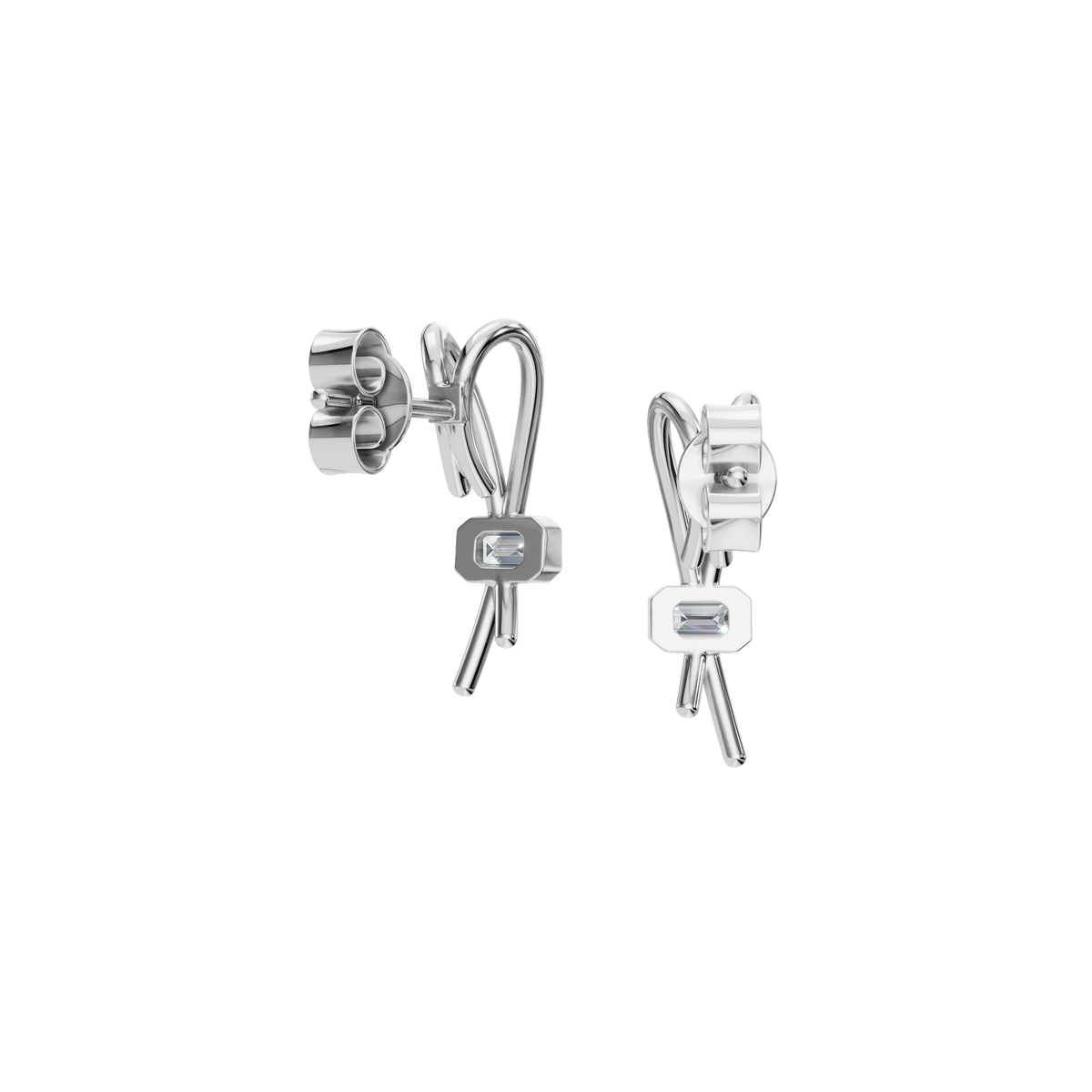 Emerald Ribbon Fashion Stud Earrings in Solid Gold | Lab Grown Diamond | Roomy's Jewelery (view 11)
