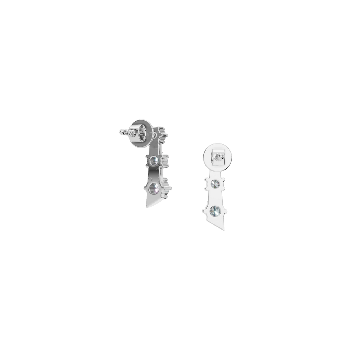 Three Stone Step Fashion Stud Earrings in Solid Gold | Lab Grown Diamond | Roomy's Jewelery (view 11)