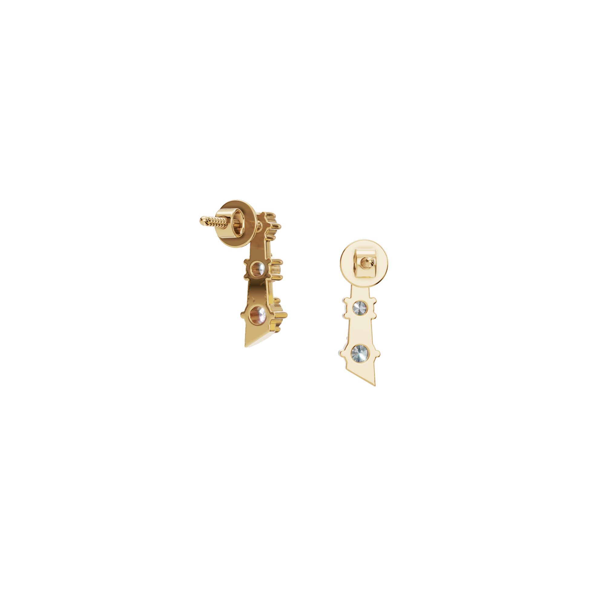 Three Stone Step Fashion Stud Earrings in Solid Gold | Lab Grown Diamond | Roomy's Jewelery (view 3)