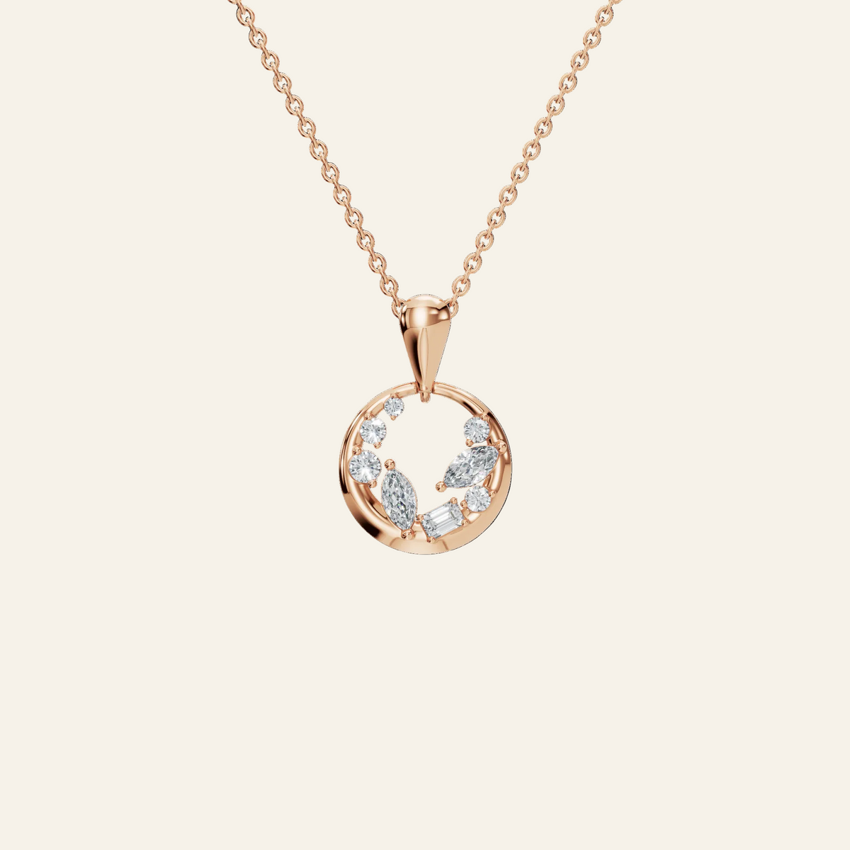 Halo Diamond Circle Pendant in Solid Gold | Lab Grown Diamond | Roomy's Jewelery (view 5)