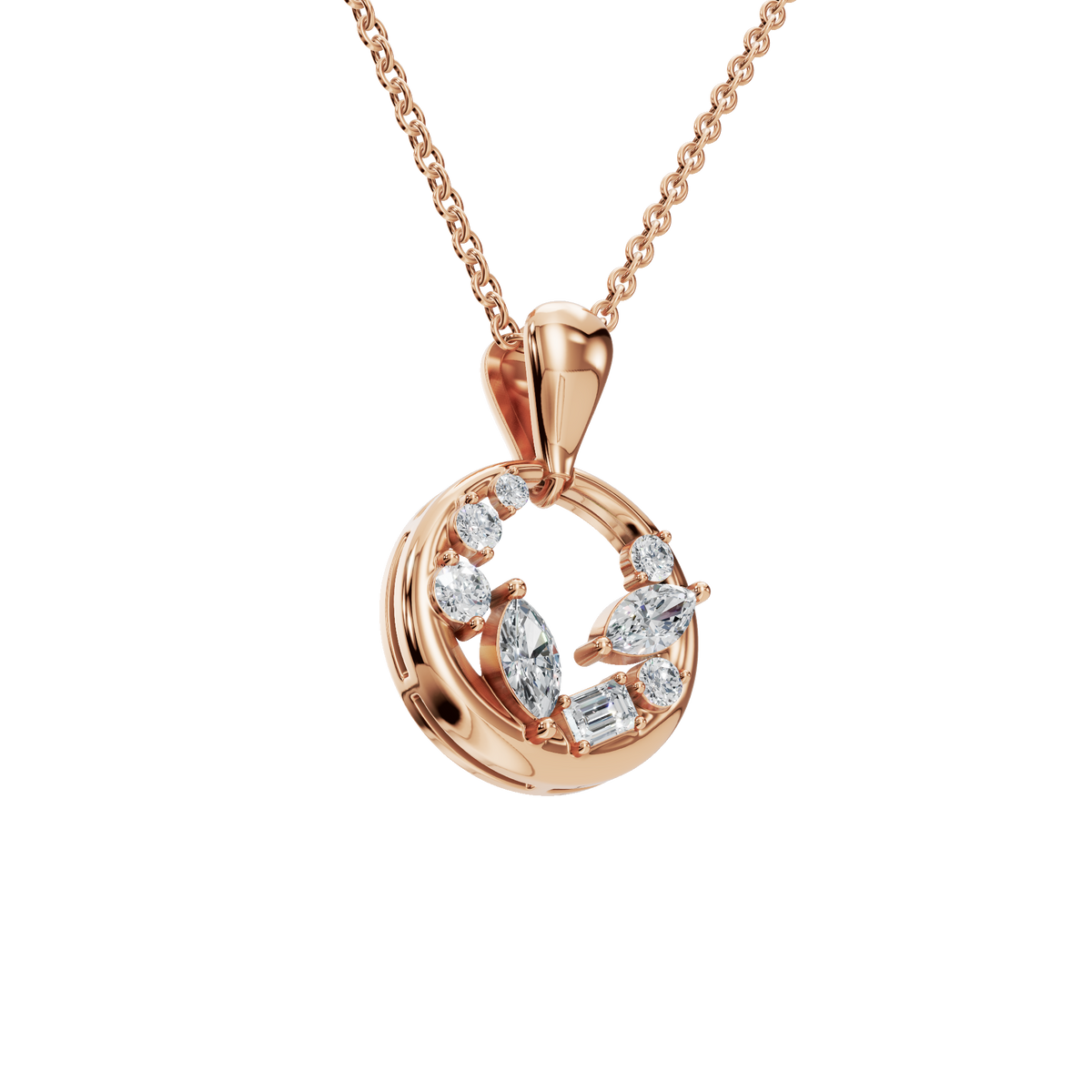 Halo Diamond Circle Pendant in Solid Gold | Lab Grown Diamond | Roomy's Jewelery (view 8)