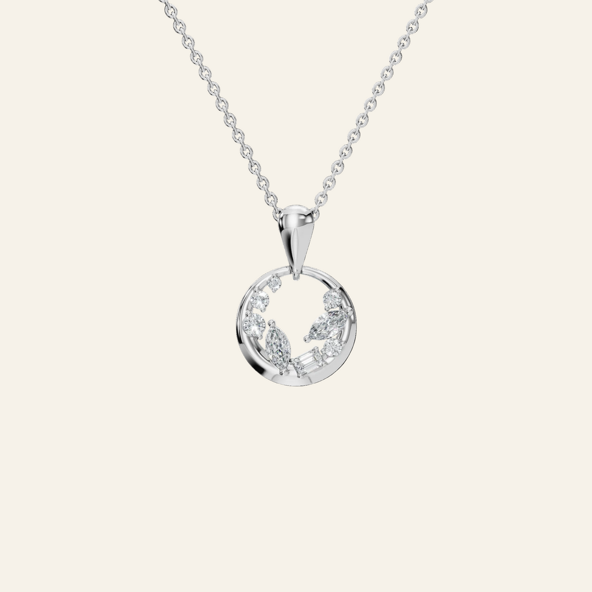 Halo Diamond Circle Pendant in Solid Gold | Lab Grown Diamond | Roomy's Jewelery (view 9)