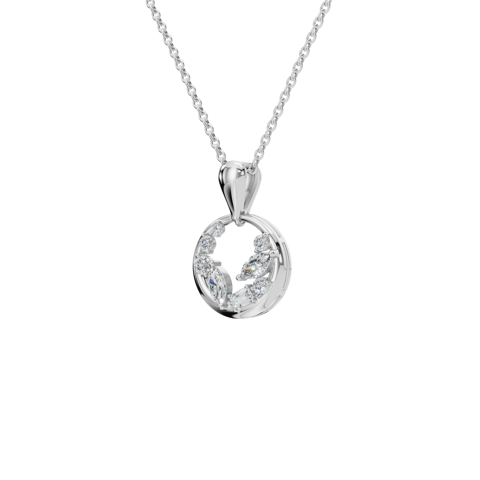 Halo Diamond Circle Pendant in Solid Gold | Lab Grown Diamond | Roomy's Jewelery (view 10)