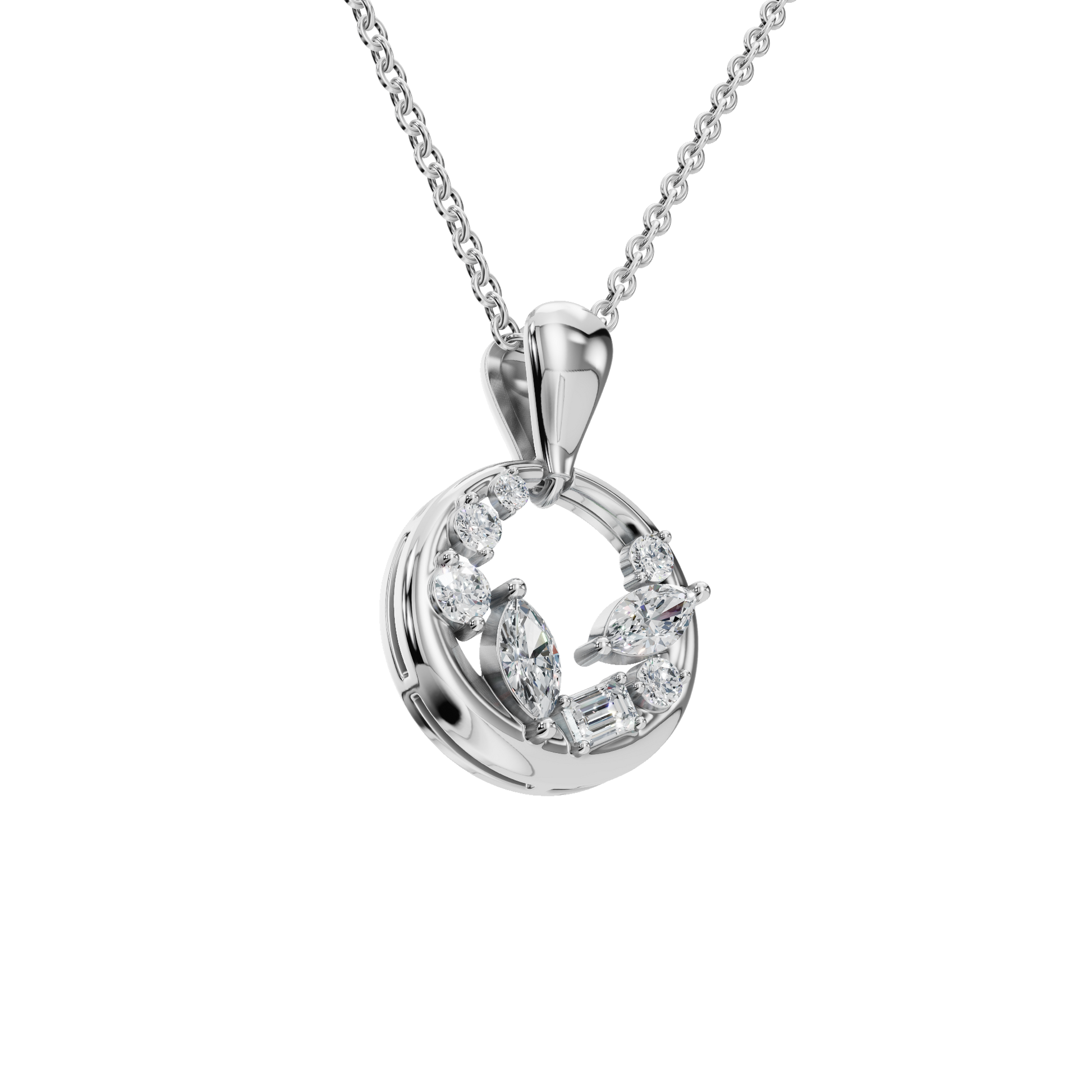 Halo Diamond Circle Pendant in Solid Gold | Lab Grown Diamond | Roomy's Jewelery (view 12)