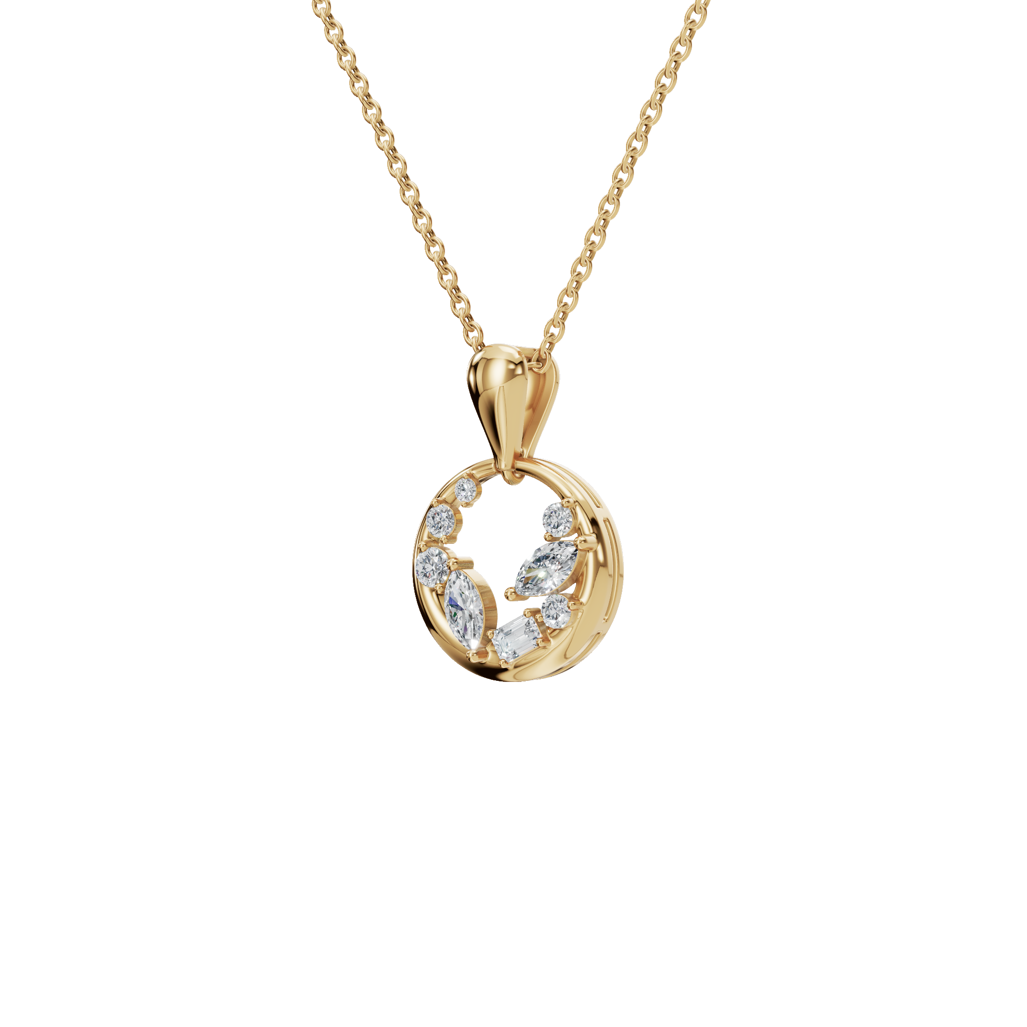 Halo Diamond Circle Pendant in Solid Gold | Lab Grown Diamond | Roomy's Jewelery (view 2)