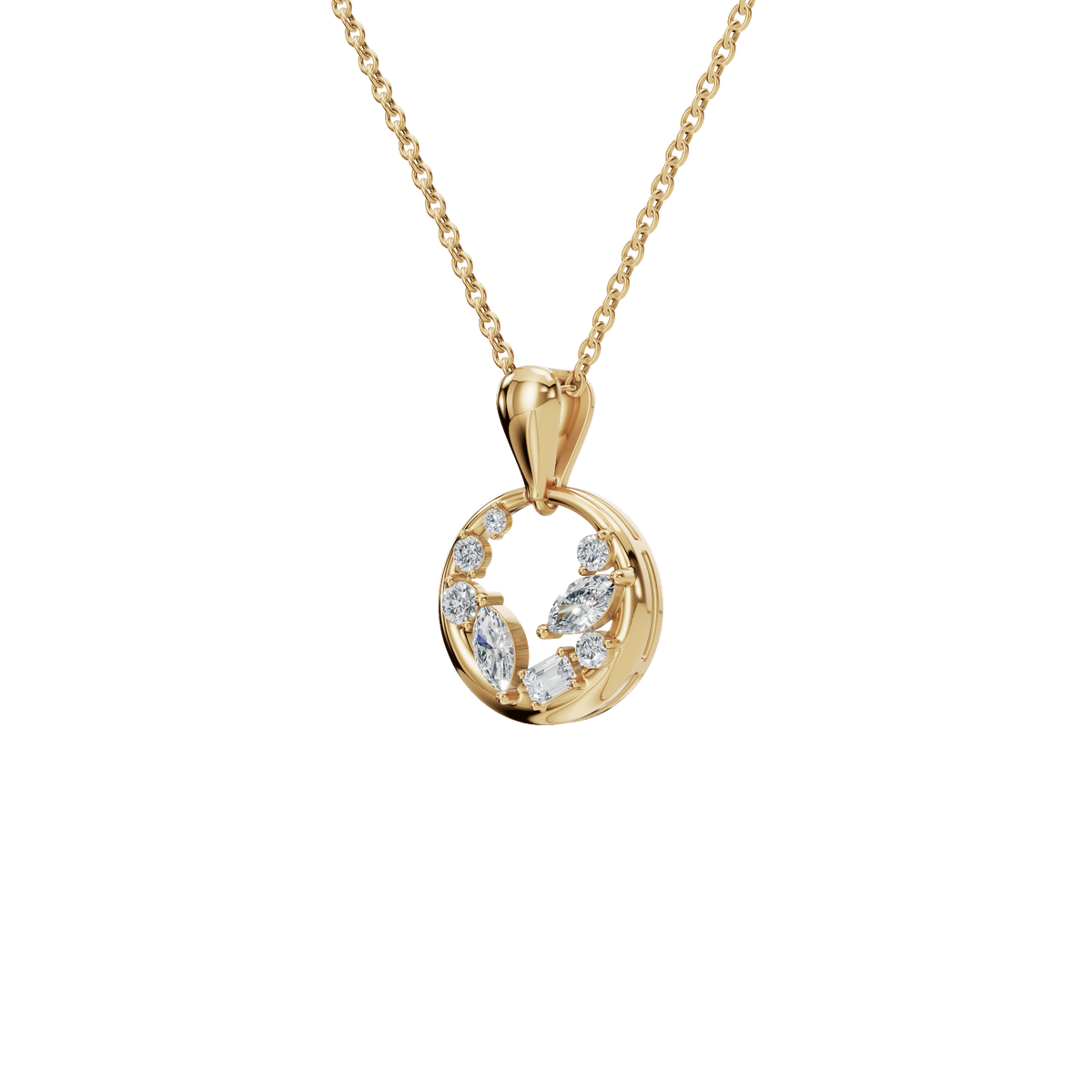 Halo Diamond Circle Pendant in Solid Gold | Lab Grown Diamond | Roomy's Jewelery (view 2)