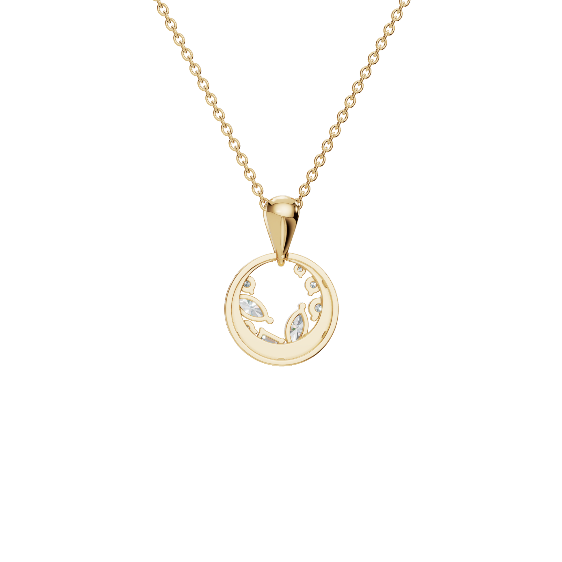 Halo Diamond Circle Pendant in Solid Gold | Lab Grown Diamond | Roomy's Jewelery (view 3)