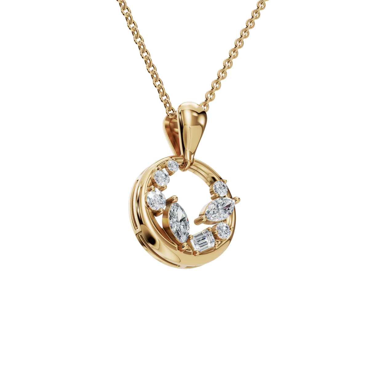 Halo Diamond Circle Pendant in Solid Gold | Lab Grown Diamond | Roomy's Jewelery (view 4)