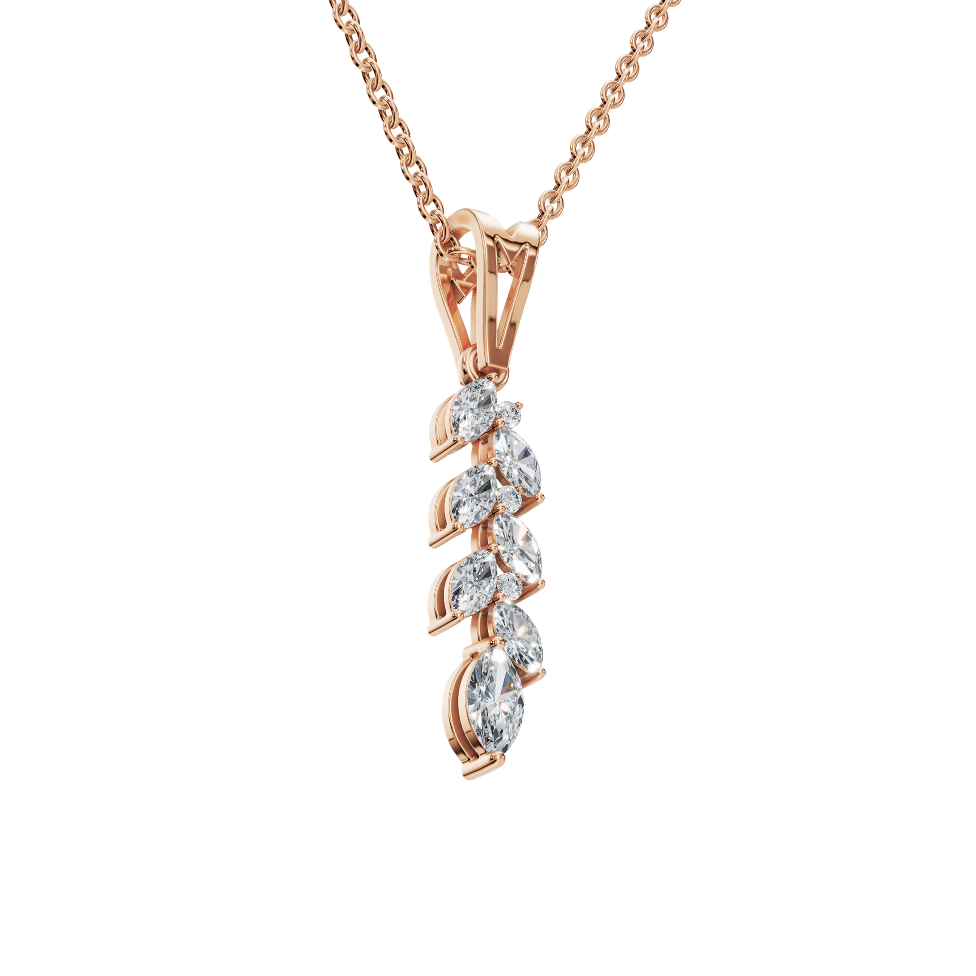 Marquise Diamond Cluster Pendant in Solid Gold | Lab Grown Diamond | Roomy's Jewelery (view 8)