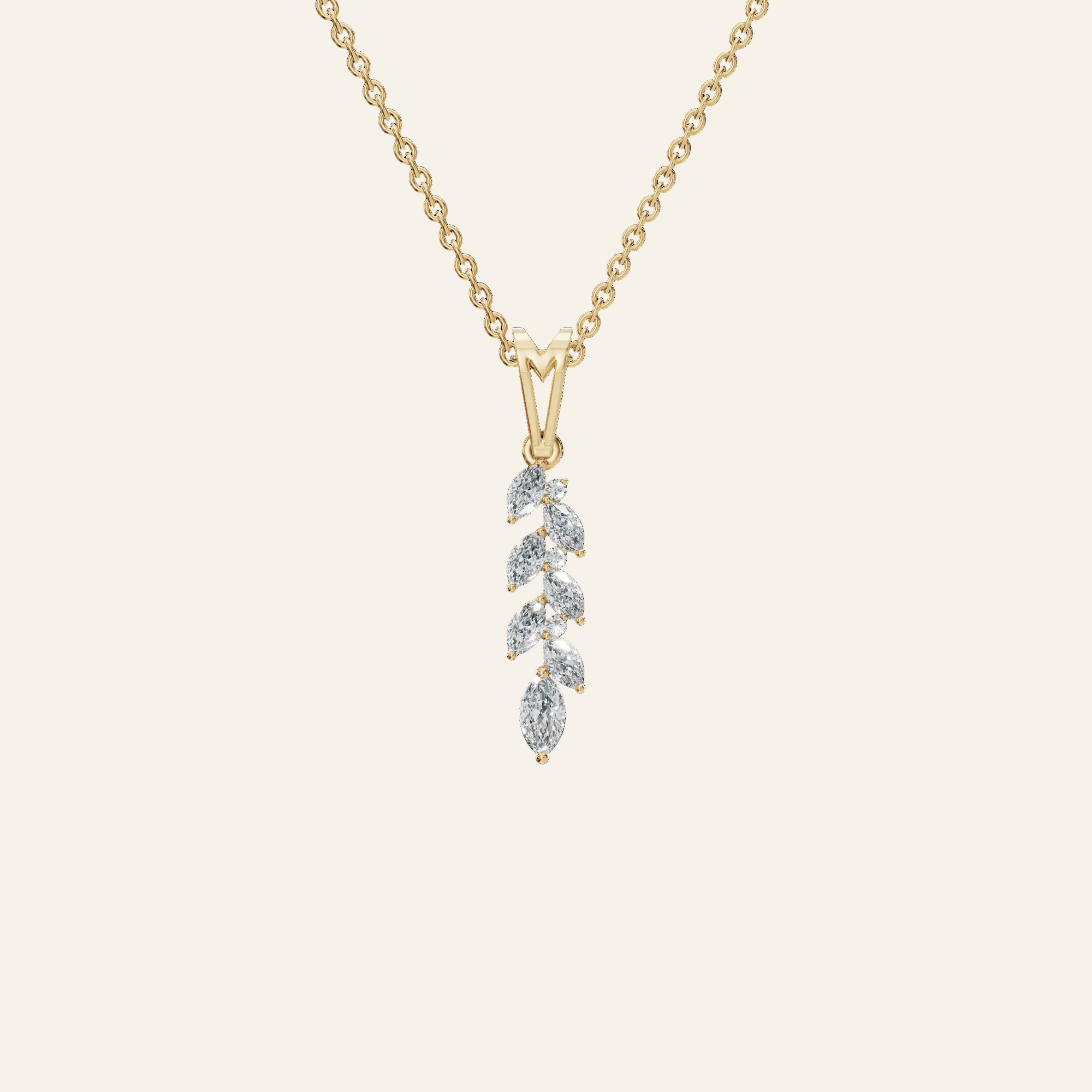 Marquise Diamond Cluster Pendant in Yellow Gold | Lab Grown | Roomy's Jewelery