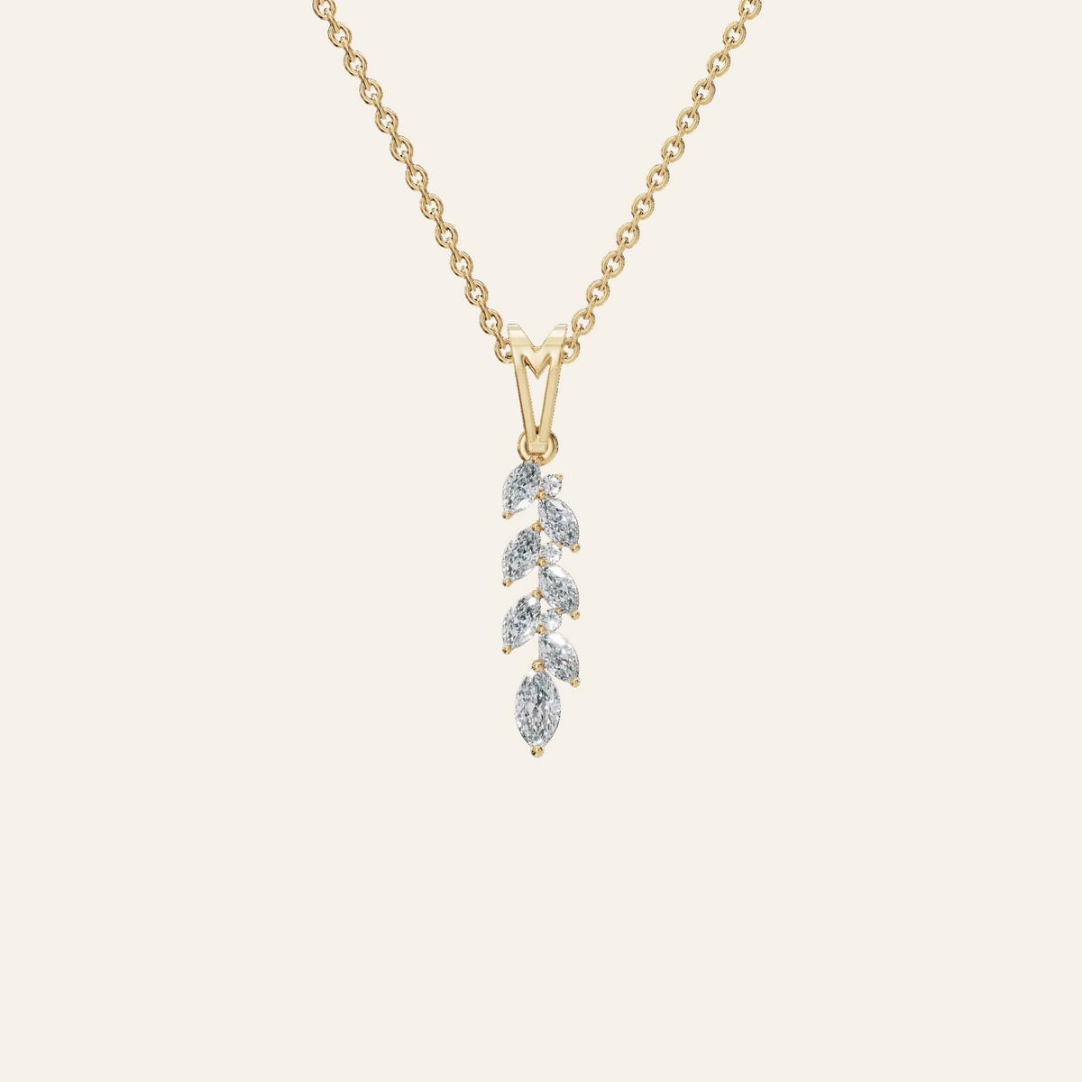 Marquise Diamond Cluster Pendant in Yellow Gold | Lab Grown | Roomy's Jewelery