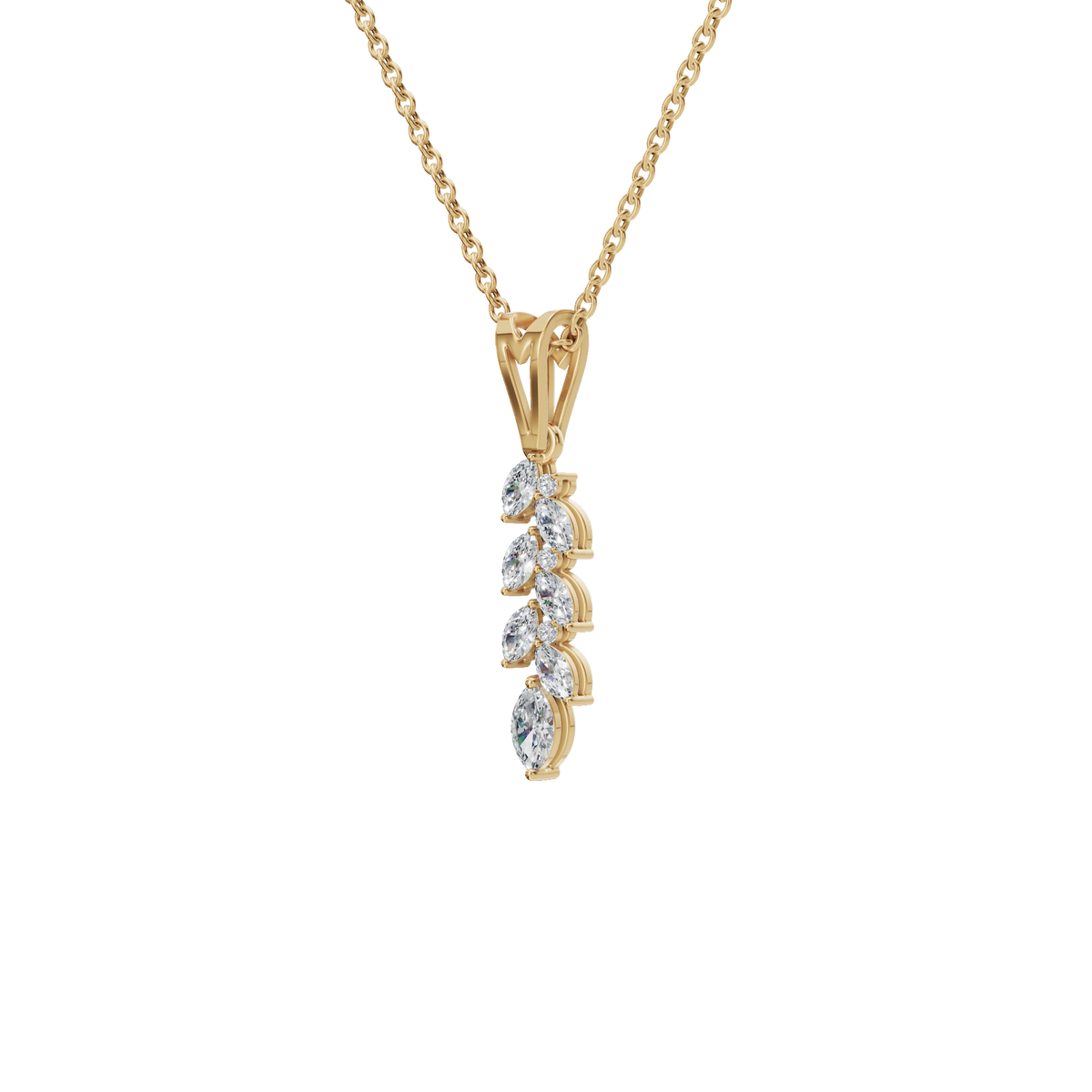 Marquise Diamond Cluster Pendant in Solid Gold | Lab Grown Diamond | Roomy's Jewelery (view 2)