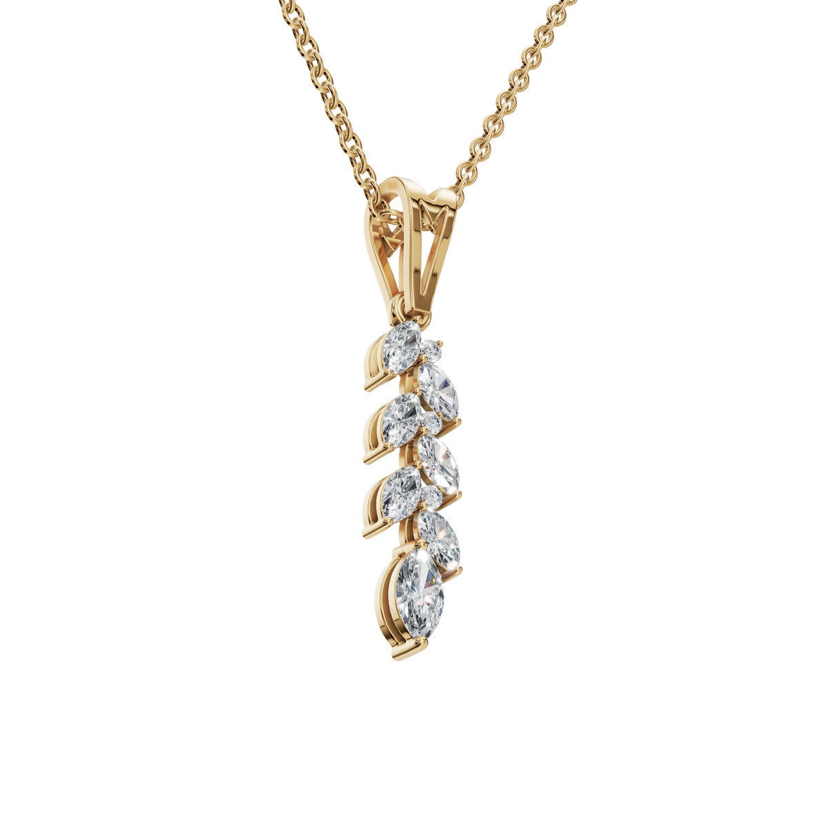 Marquise Diamond Cluster Pendant in Solid Gold | Lab Grown Diamond | Roomy's Jewelery (view 4)