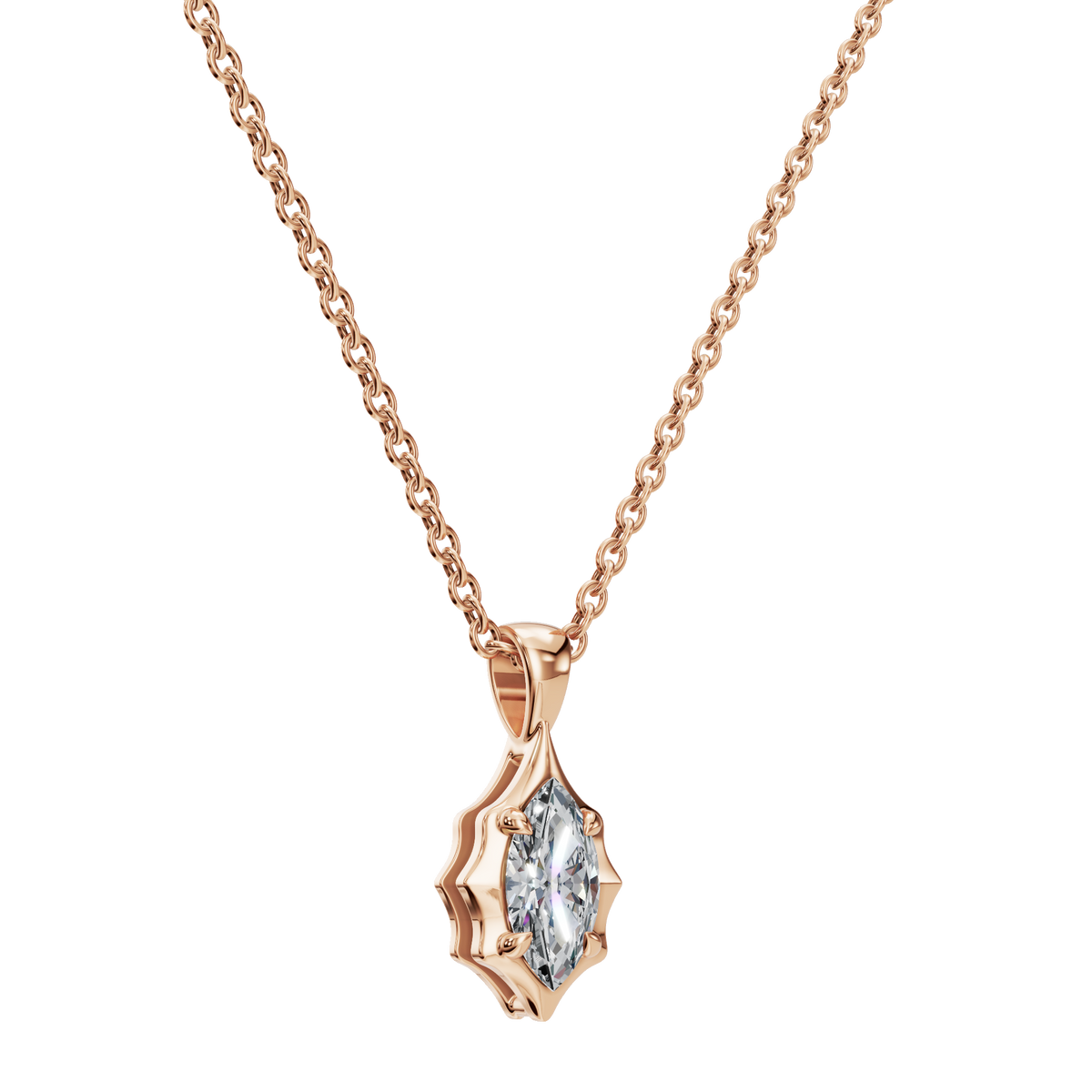 Liquid Diamonds Marquise Flow Pendant in Solid Gold | Lab Grown Diamond | Roomy's Jewelery (view 8)