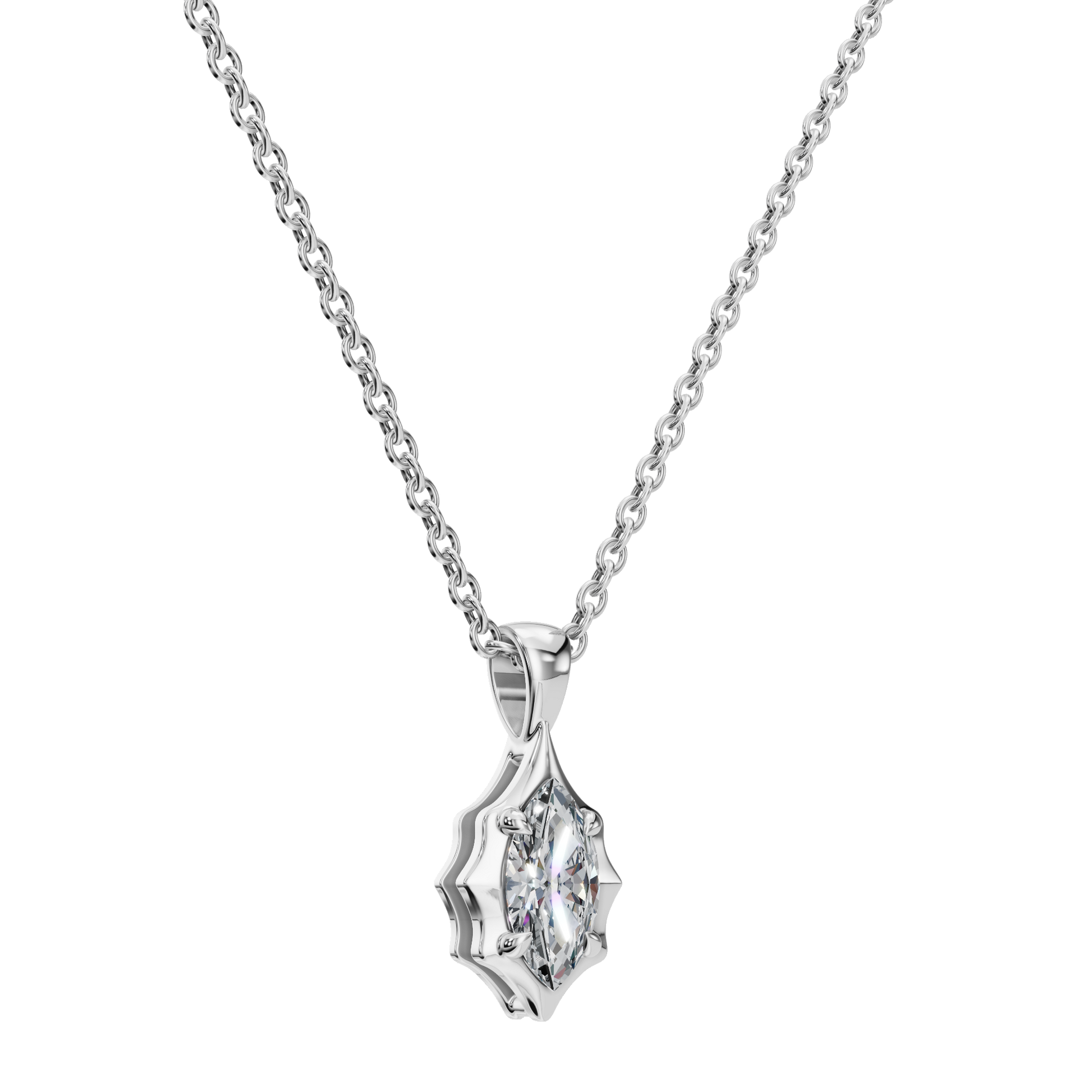 Liquid Diamonds Marquise Flow Pendant in Solid Gold | Lab Grown Diamond | Roomy's Jewelery (view 12)