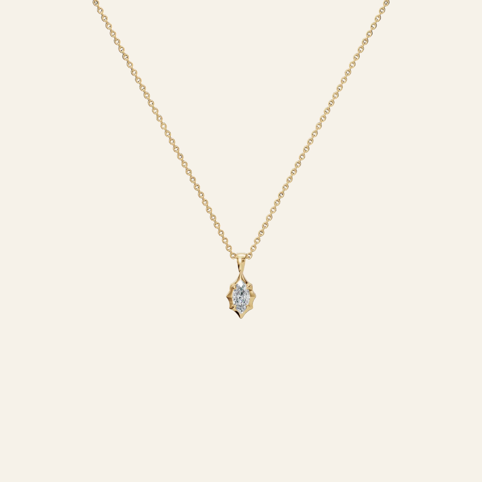 Liquid Diamonds Marquise Flow Diamond Pendant in Yellow Gold | Lab Grown | Roomy's Jewelery