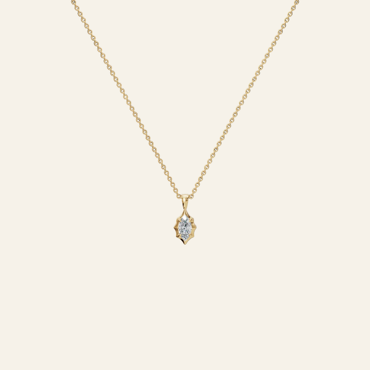 Liquid Diamonds Marquise Flow Diamond Pendant in Yellow Gold | Lab Grown | Roomy's Jewelery