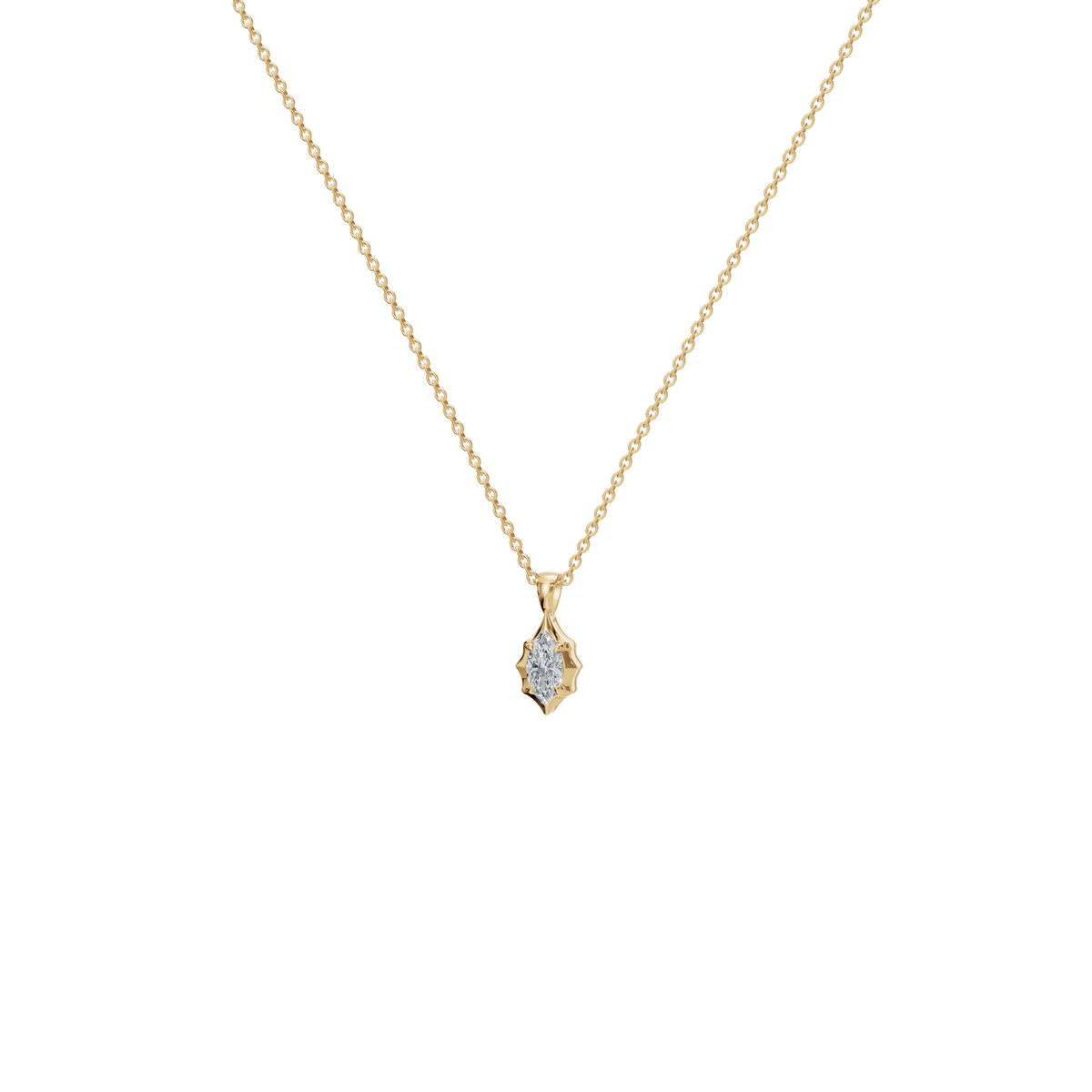 Liquid Diamonds Marquise Flow Pendant in Solid Gold | Lab Grown Diamond | Roomy's Jewelery (view 2)