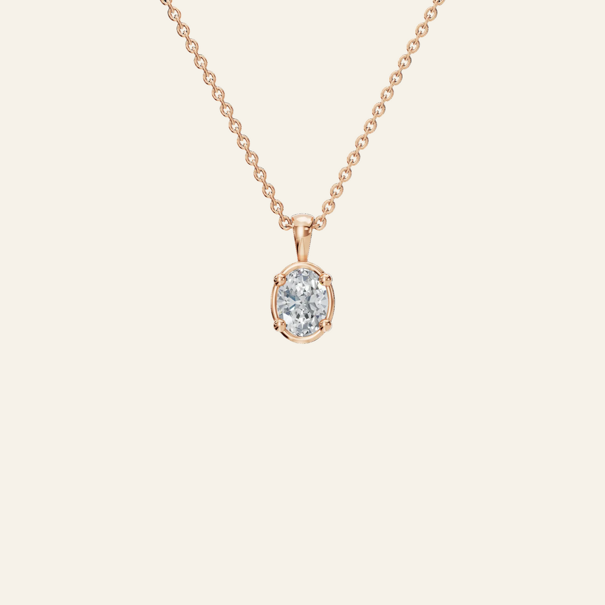 Oval Cut Diamond Solitaire Pendant in Solid Gold | Lab Grown Diamond | Roomy's Jewelery (view 5)