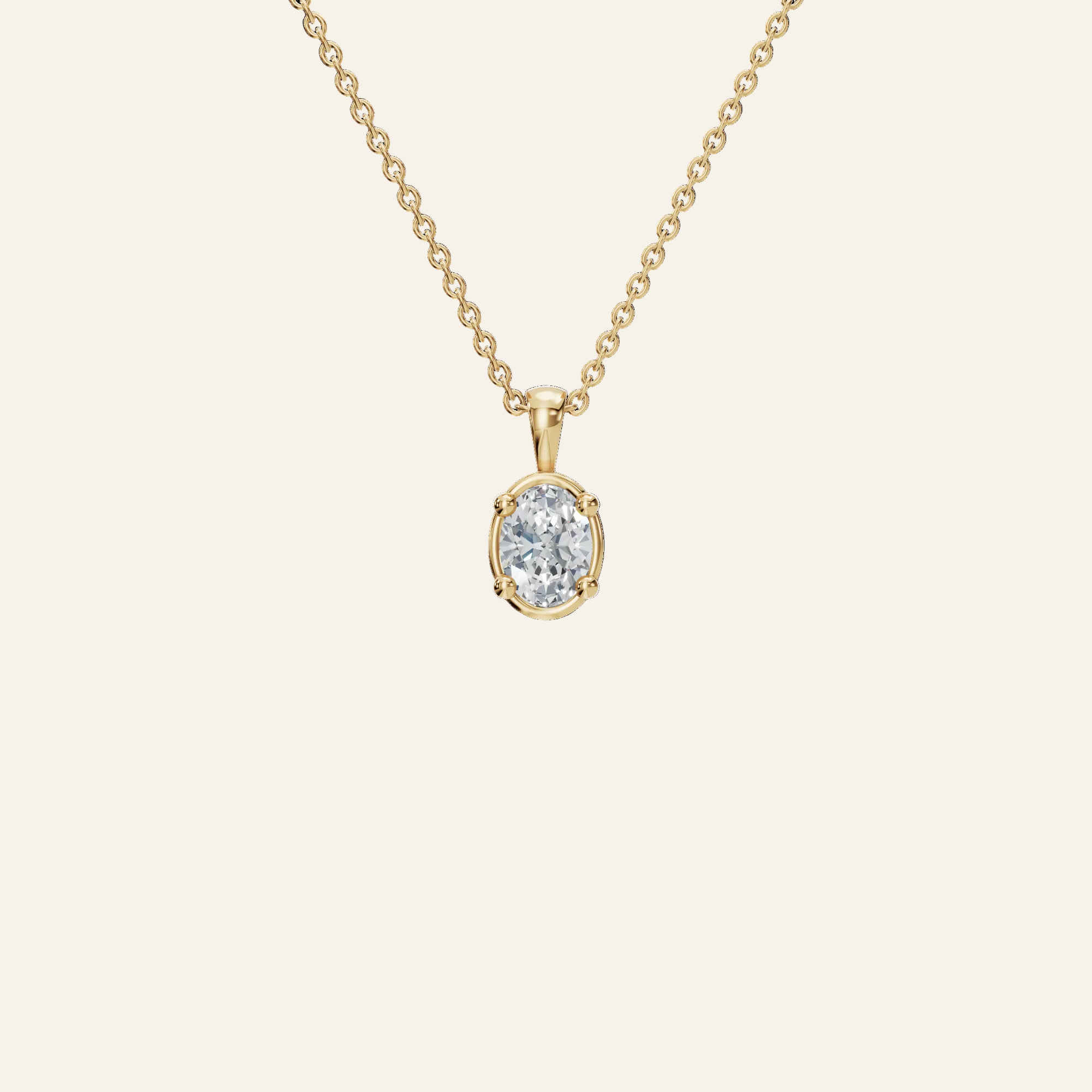 Oval Cut Diamond Solitaire Pendant in Yellow Gold | Lab Grown | Roomy's Jewelery