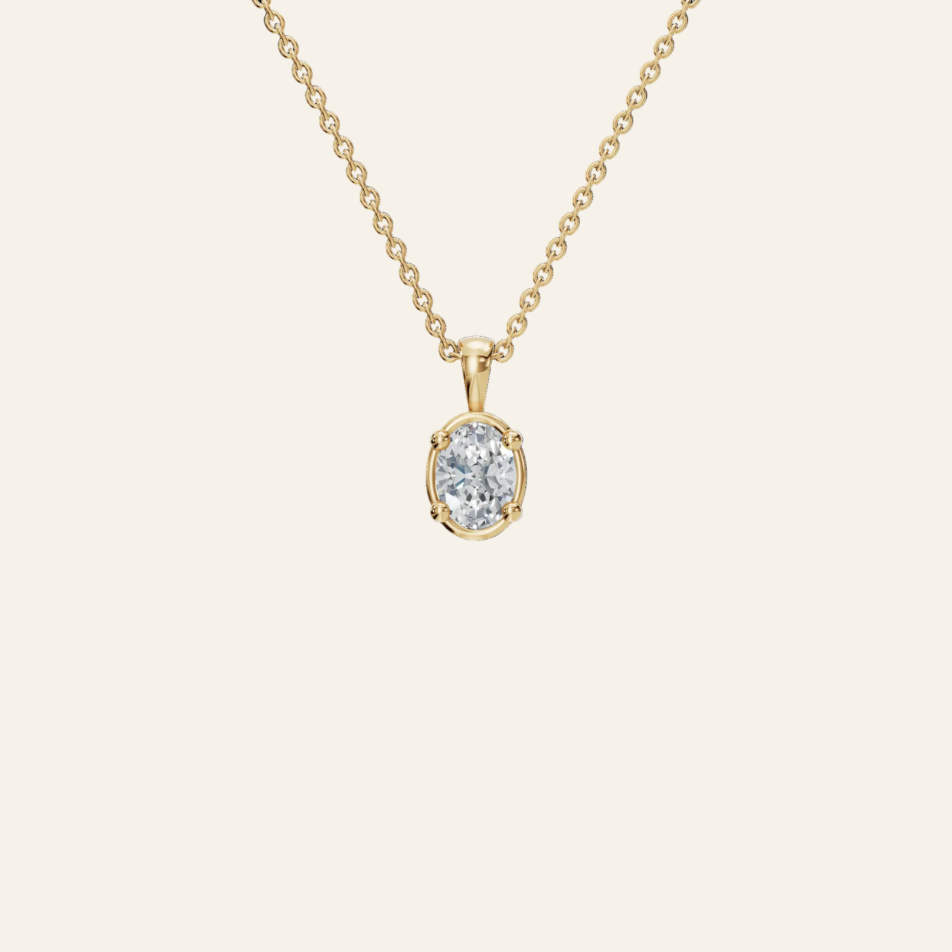 Oval Cut Diamond Solitaire Pendant in Yellow Gold | Lab Grown | Roomy's Jewelery