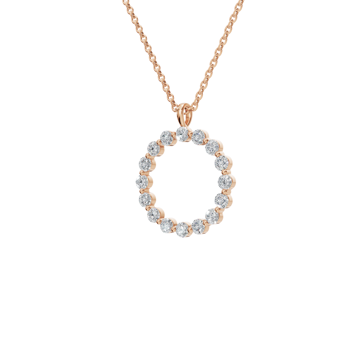 Halo Round Brilliant Diamond Circle Pendant in Solid Gold | Lab Grown Diamond | Roomy's Jewelery (view 6)