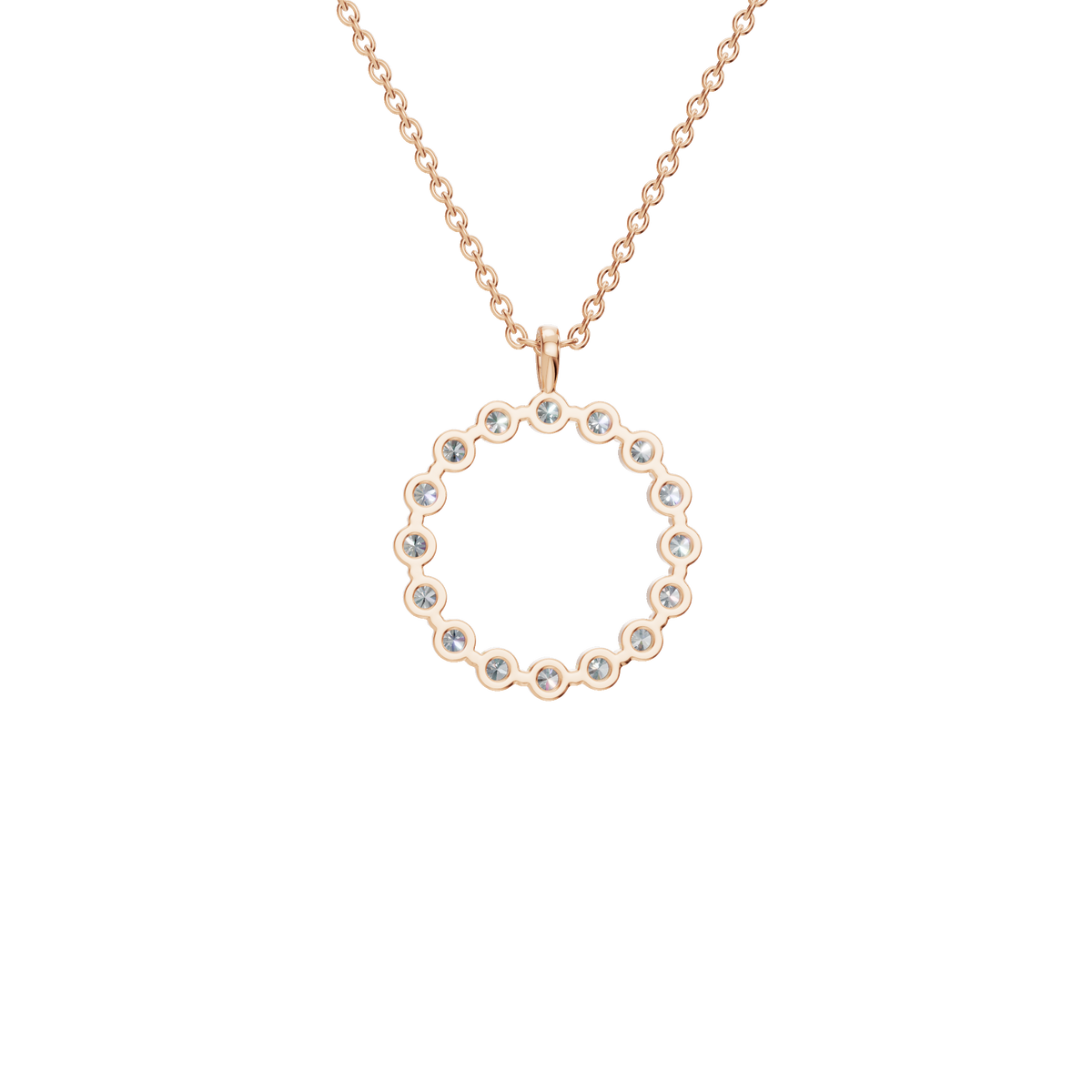 Halo Round Brilliant Diamond Circle Pendant in Solid Gold | Lab Grown Diamond | Roomy's Jewelery (view 7)