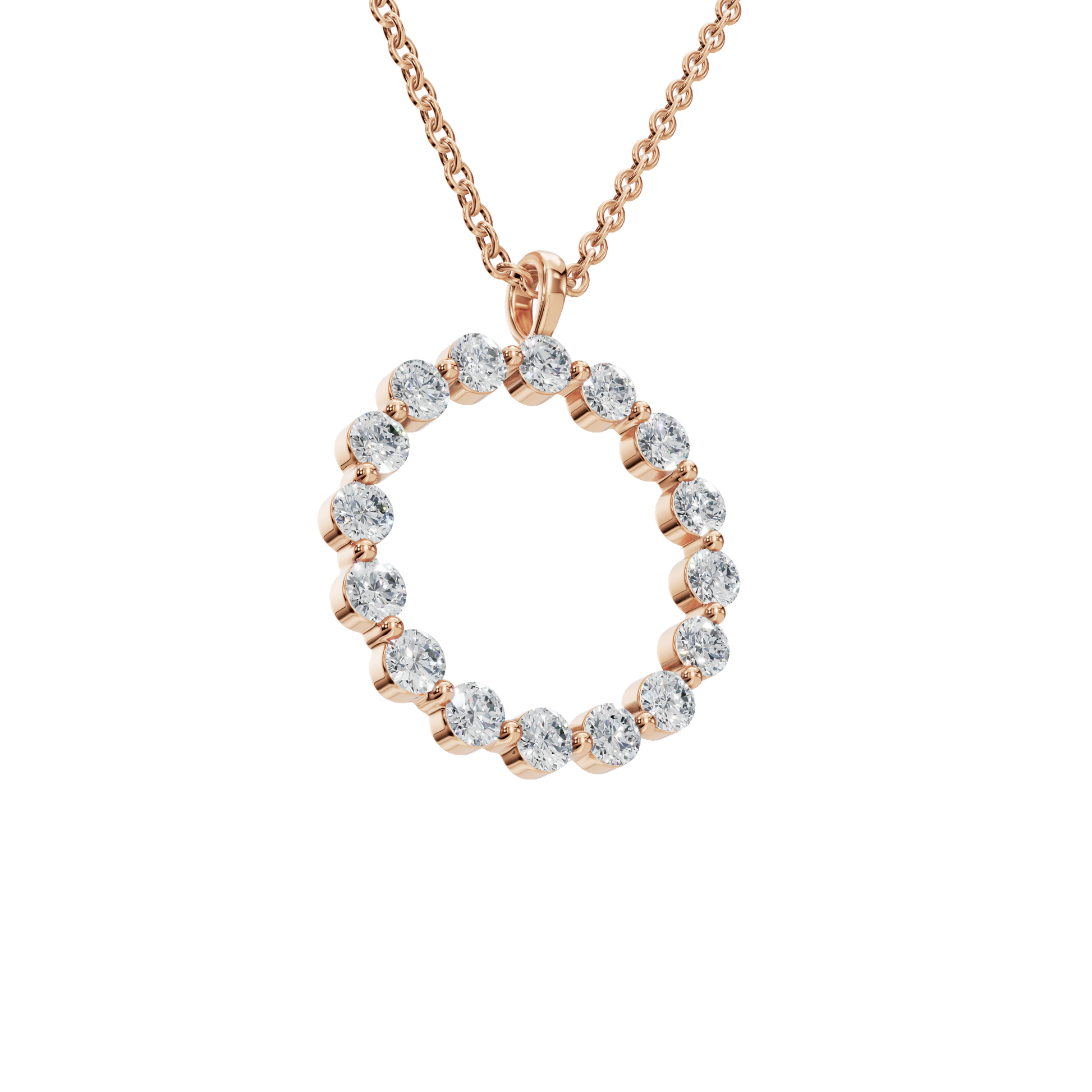 Halo Round Brilliant Diamond Circle Pendant in Solid Gold | Lab Grown Diamond | Roomy's Jewelery (view 8)