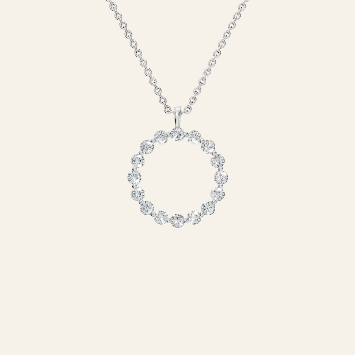 Halo Round Brilliant Diamond Circle Pendant in Solid Gold | Lab Grown Diamond | Roomy's Jewelery (view 9)
